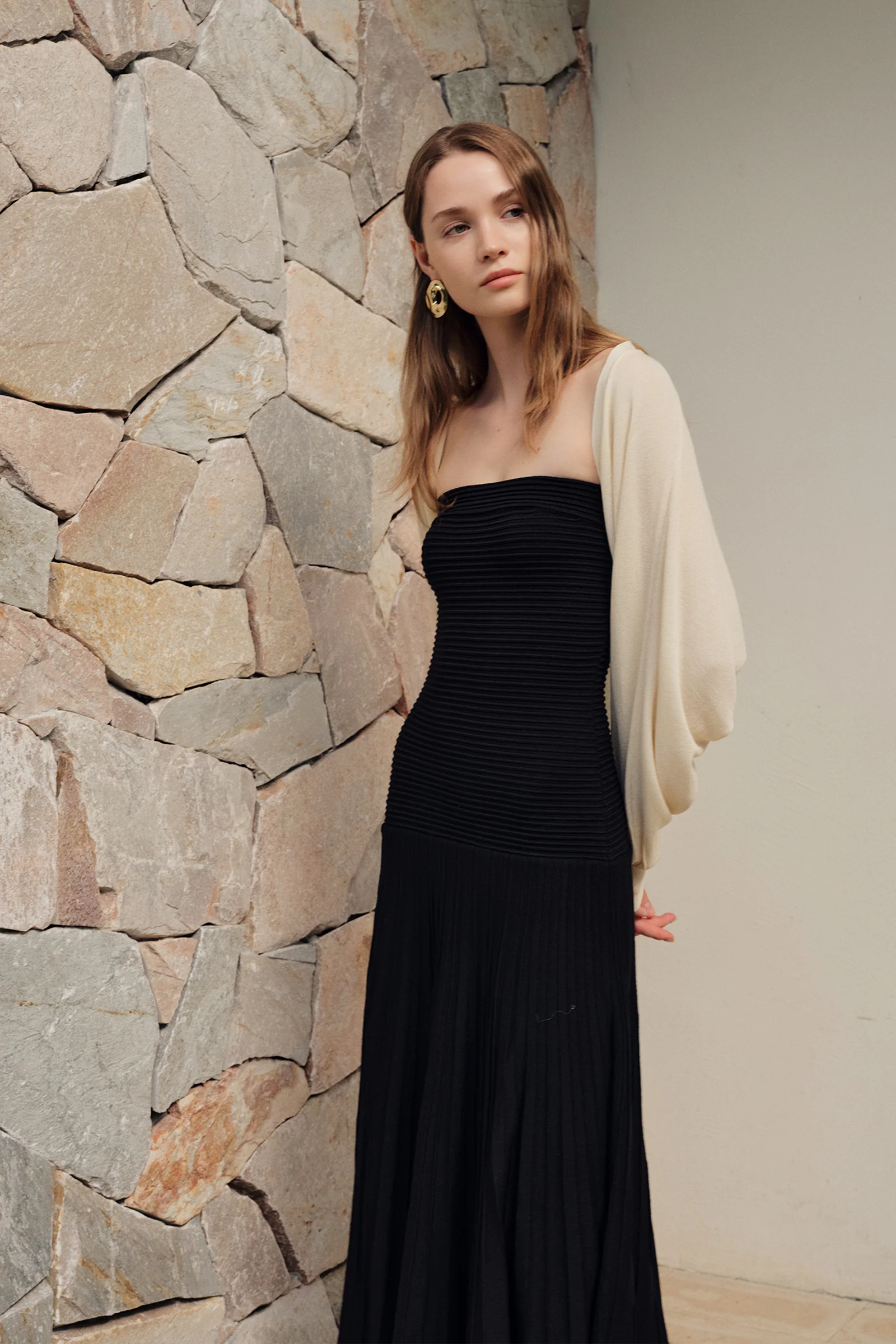 Phyllo Midi Knit Dress (Black) - Image 8