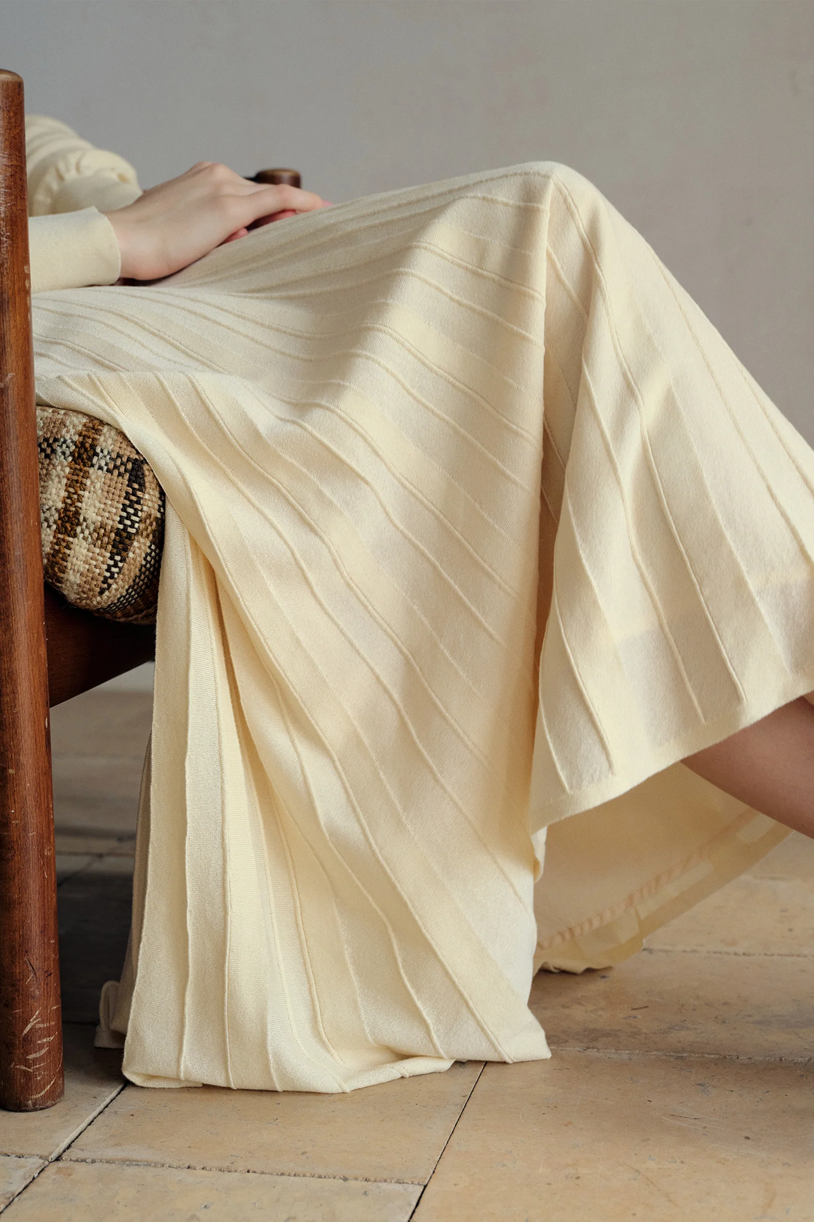 Phyllo Midi Knit Dress (Curd) - Image 11