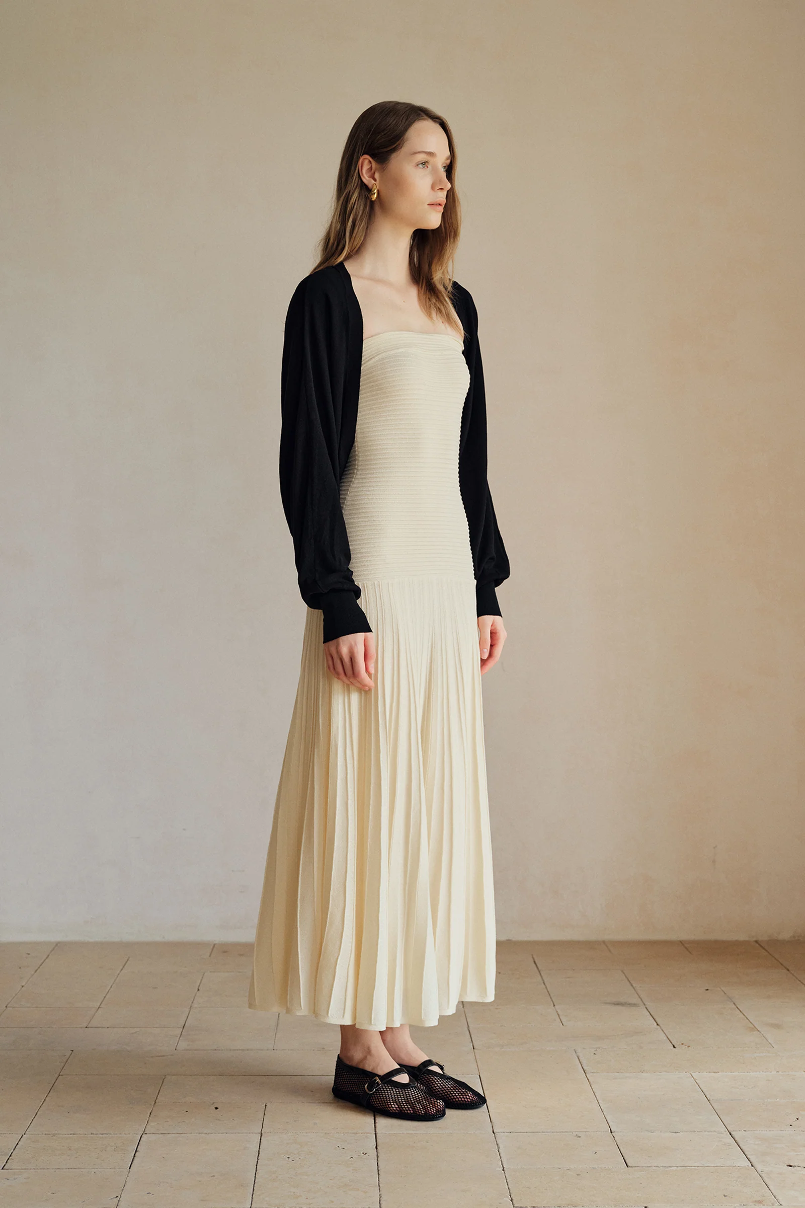 Phyllo Midi Knit Dress (Curd) - Image 9