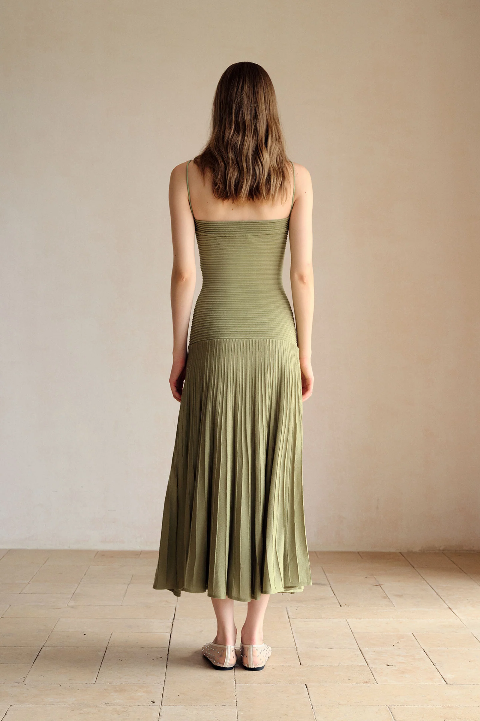Phyllo Midi Knit Dress (Leaf) - Image 4