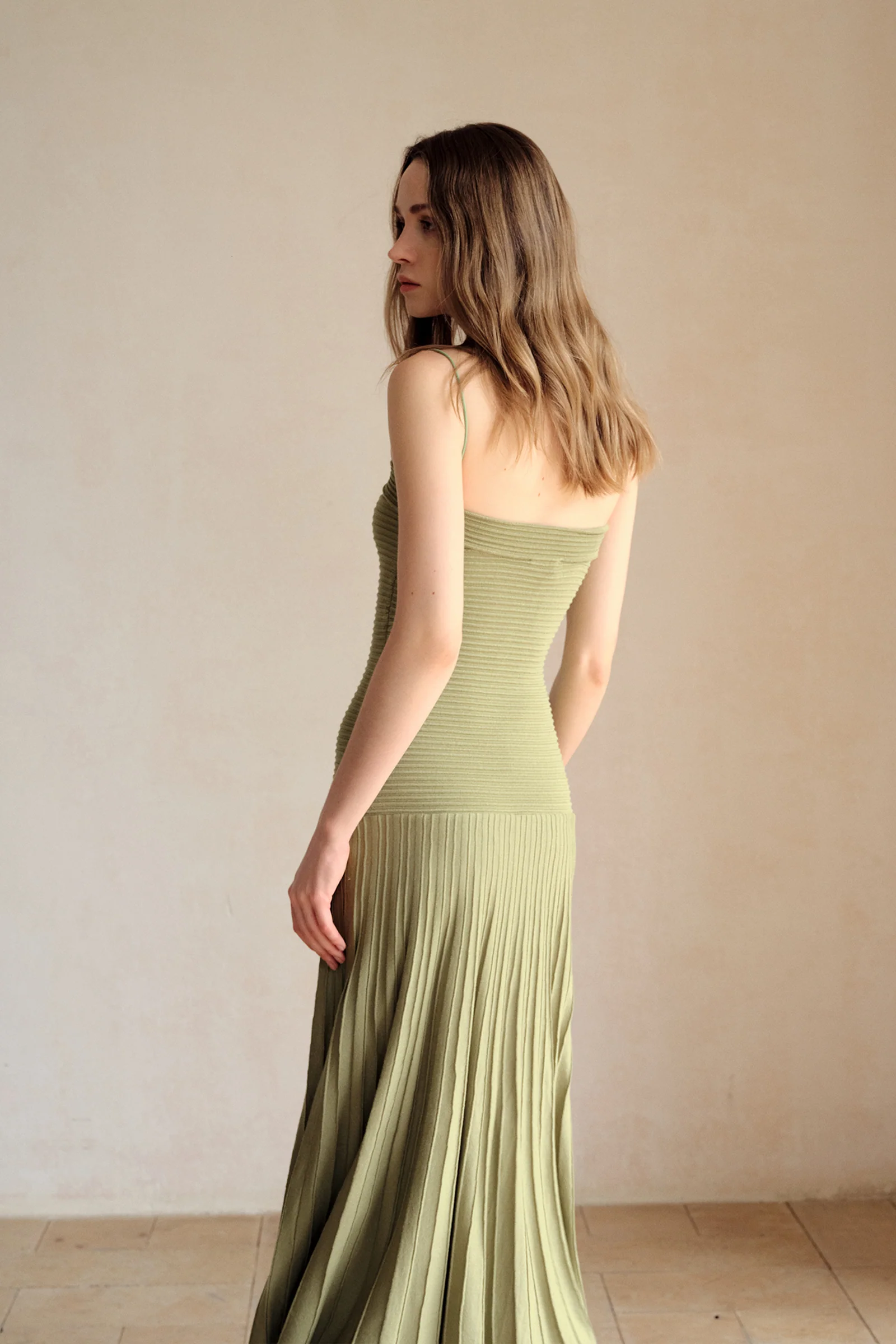Phyllo Midi Knit Dress (Leaf) - Image 9