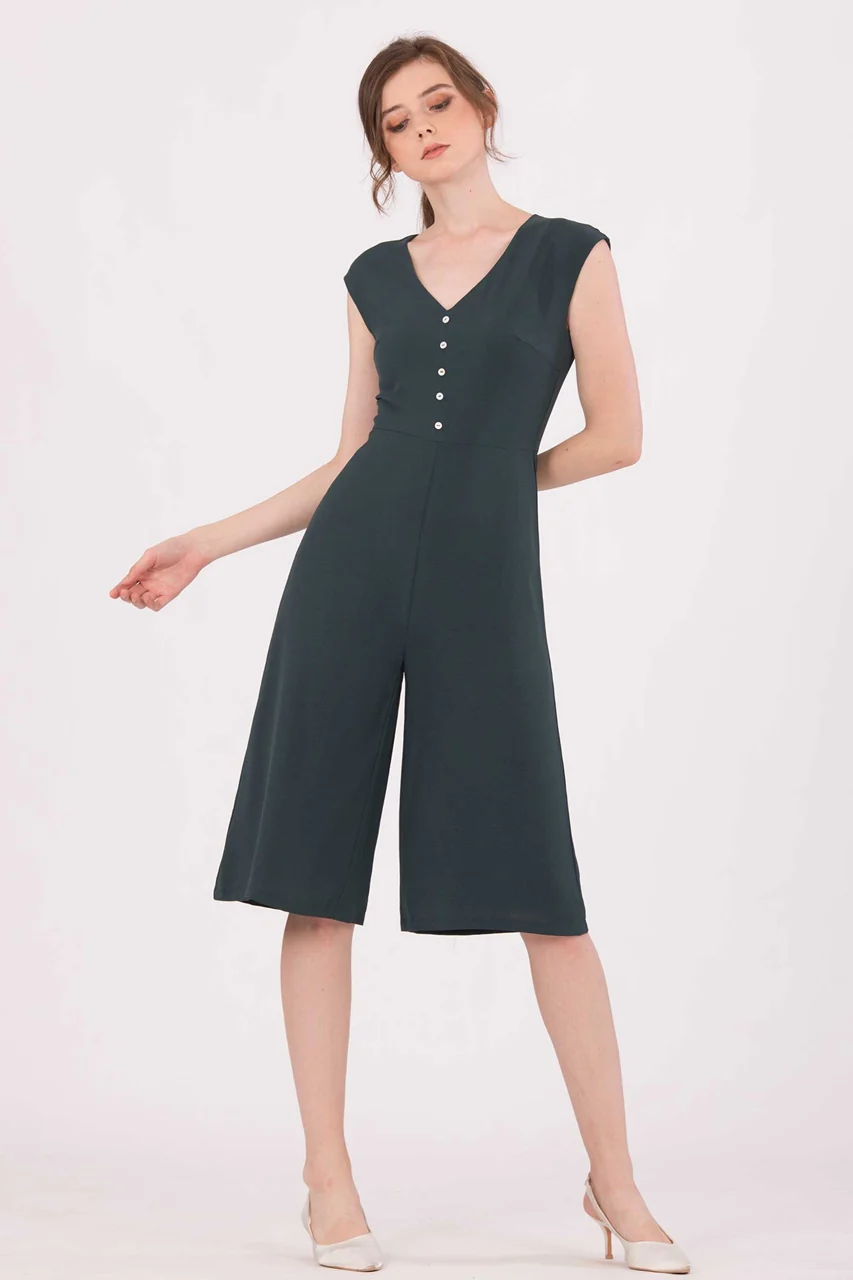 Doferfiy Jumpsuit Cullotes (Dark Green) - Image 3