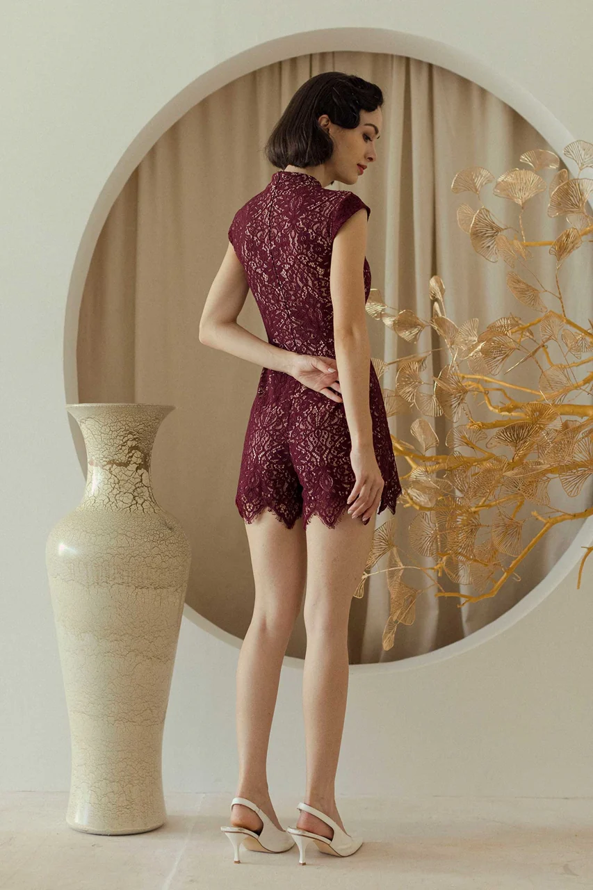 Daqiero Romper (Burgundy) - Image 5