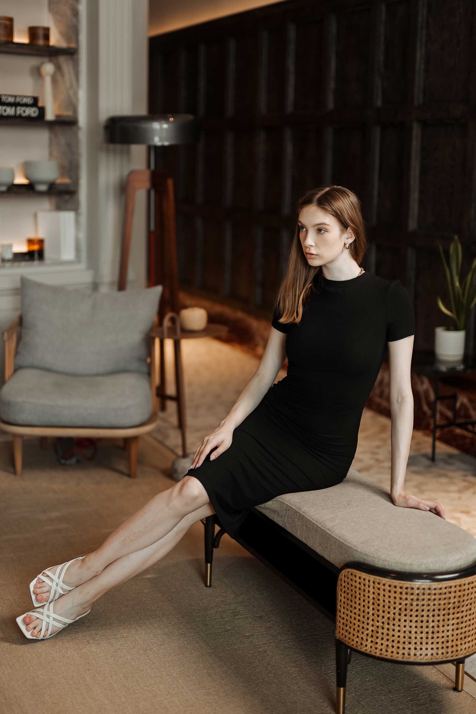 Doreale Ribbed Dress (Black) - Image 2