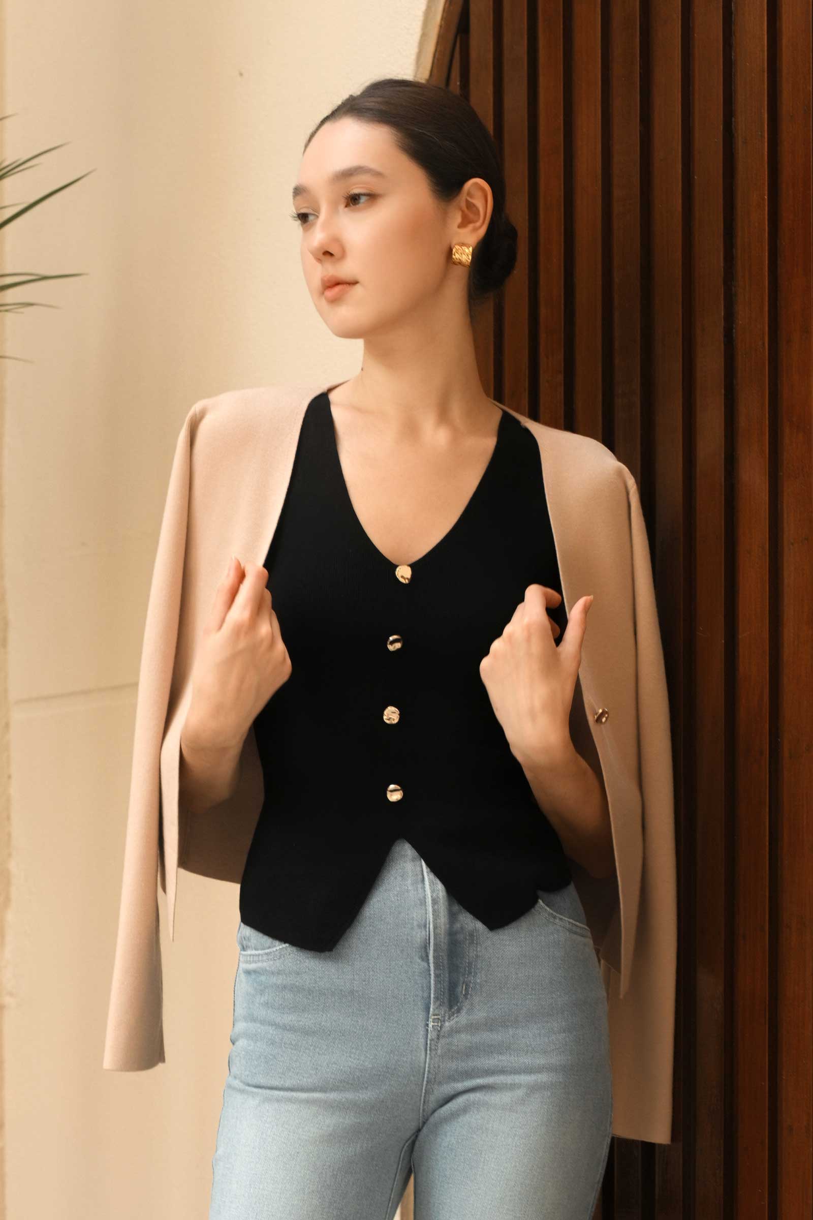 Dasiene Knit Cardigan (Khaki) - Image 3