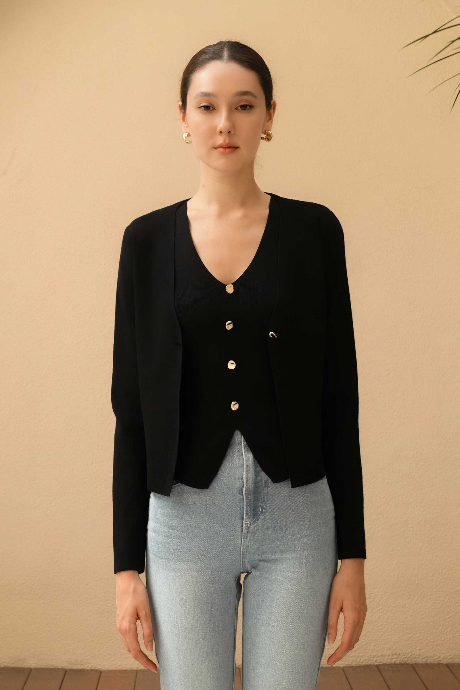 Dolix Knit Vest Top (Black) - Image 18