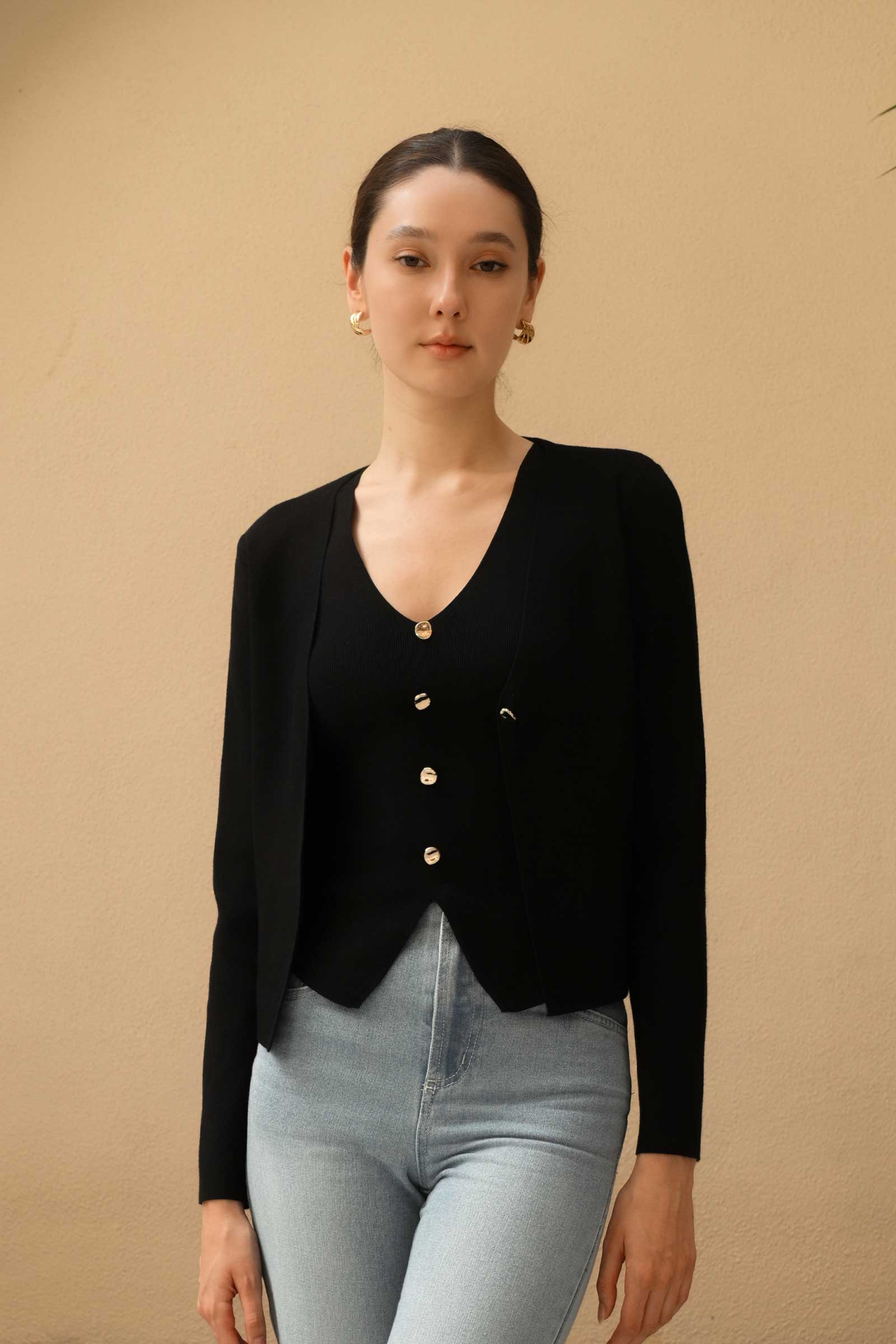 Dolix Knit Vest Top (Black) - Image 20