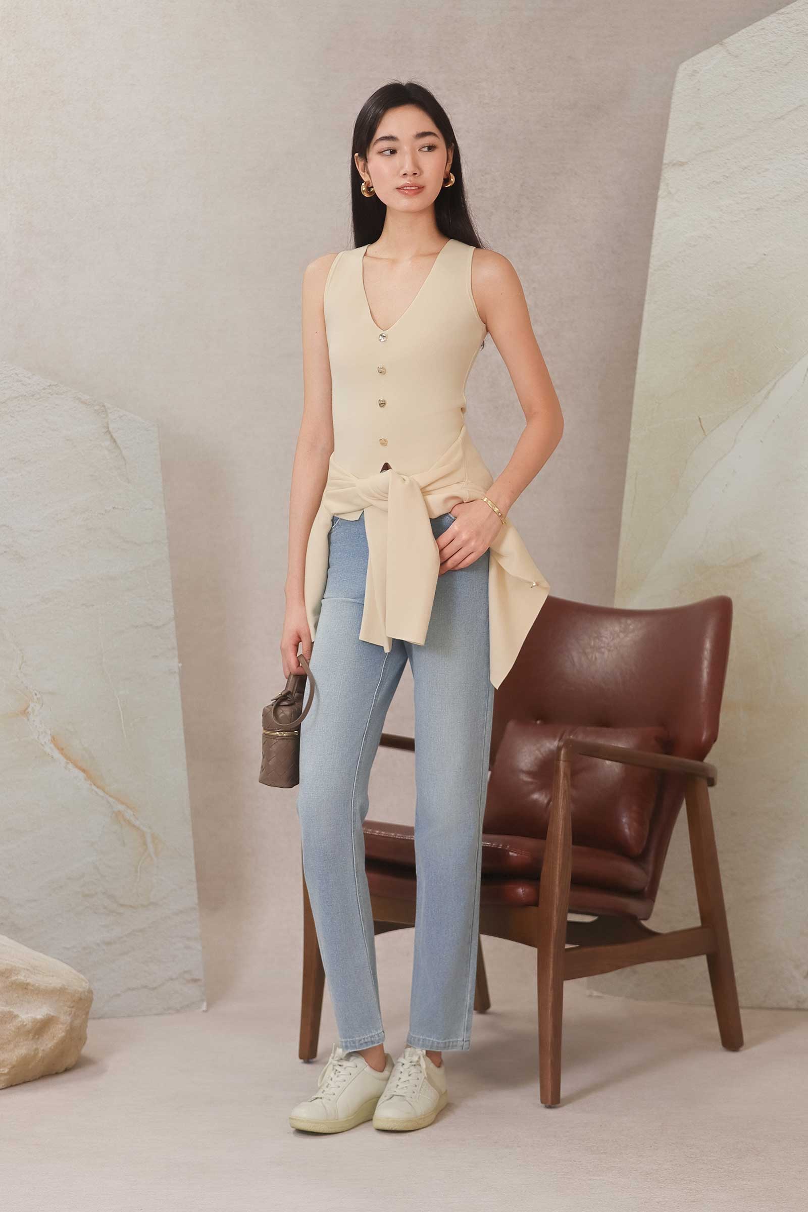 Dolix Knit Vest Top (Cream) - Image 26
