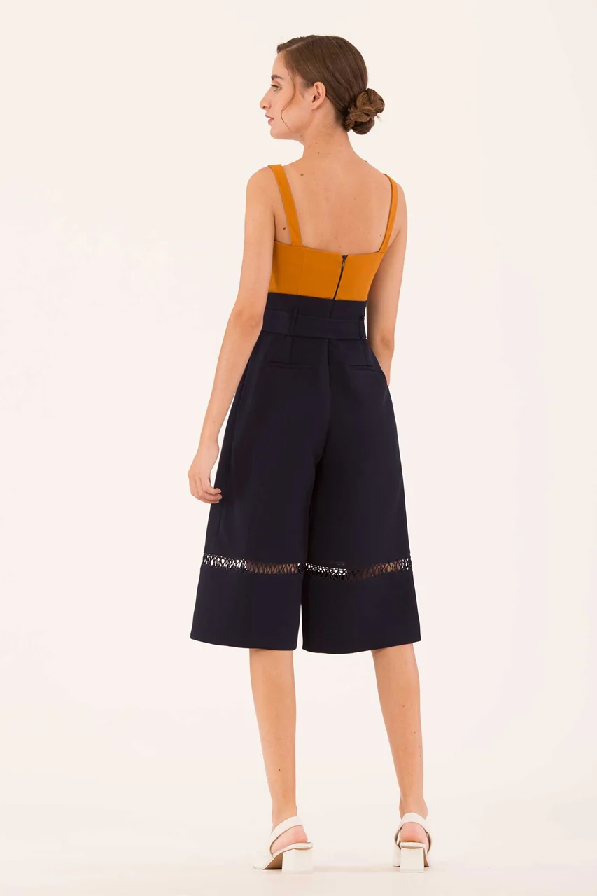 Dalberta Jumpsuit Cullotes (Caramel+Navy) - Image 3