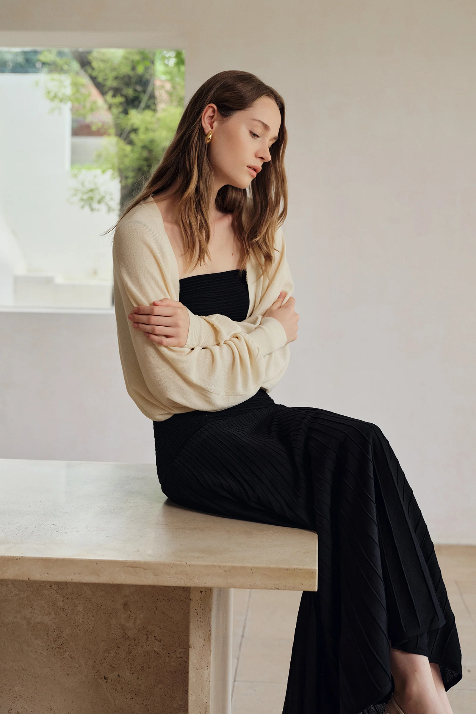 Beth Cropped Knit Overlay (Curd) - Image 13