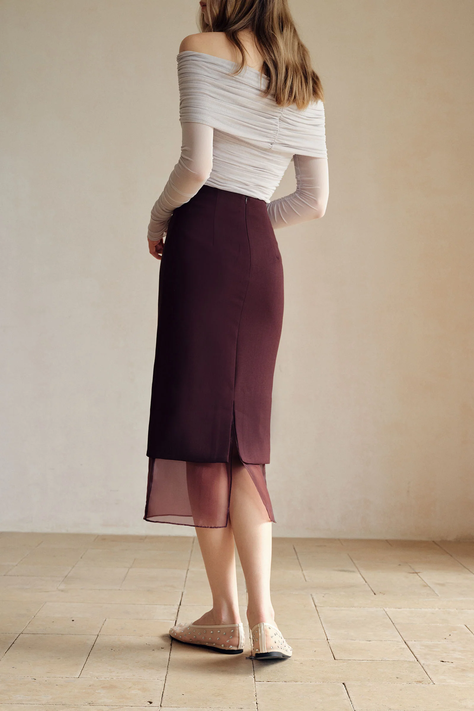 Allegra Organza Hemline Midi Skirt (Ganache) - Image 5