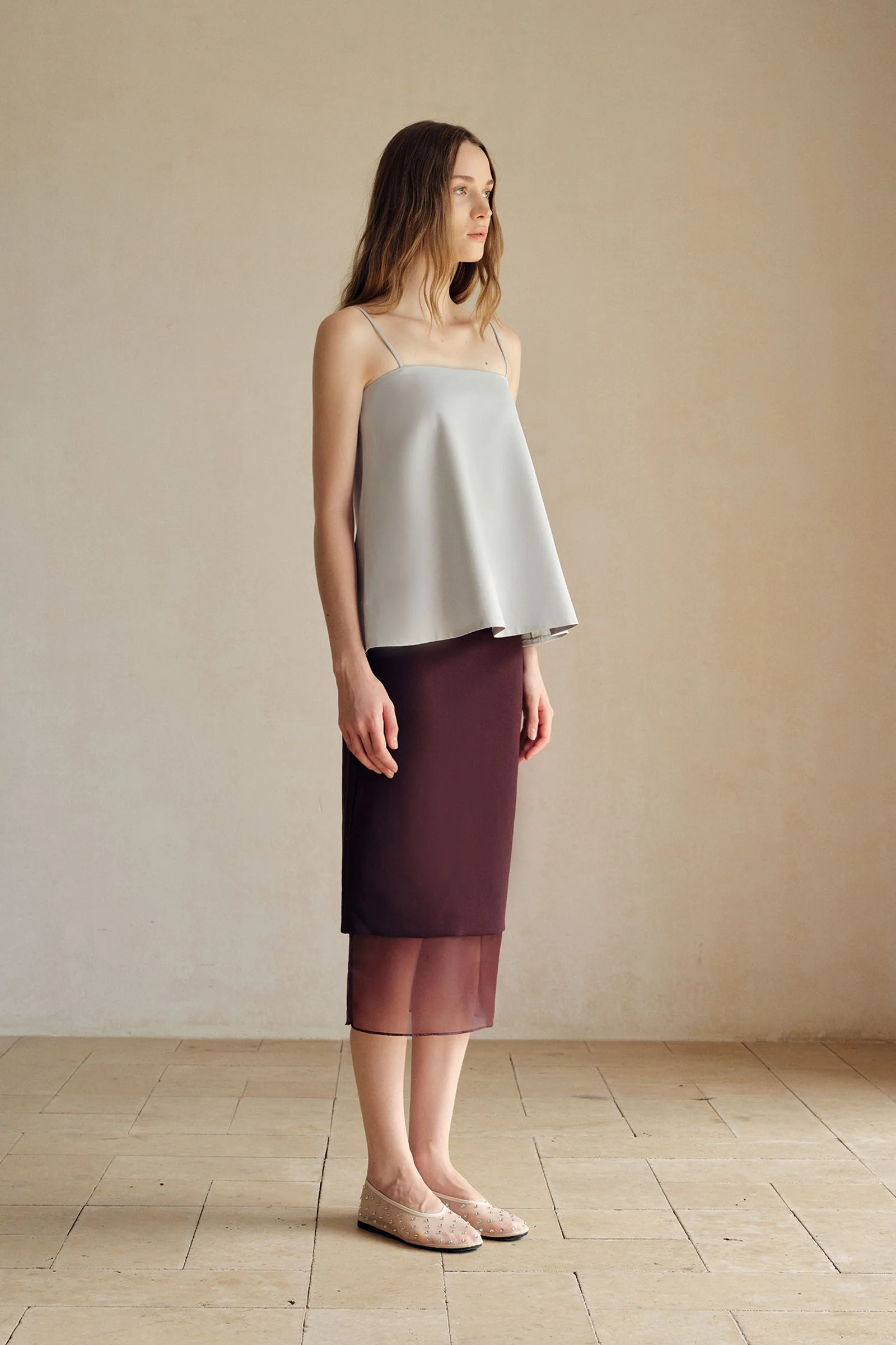 Allegra Organza Hemline Midi Skirt (Ganache) - Image 8