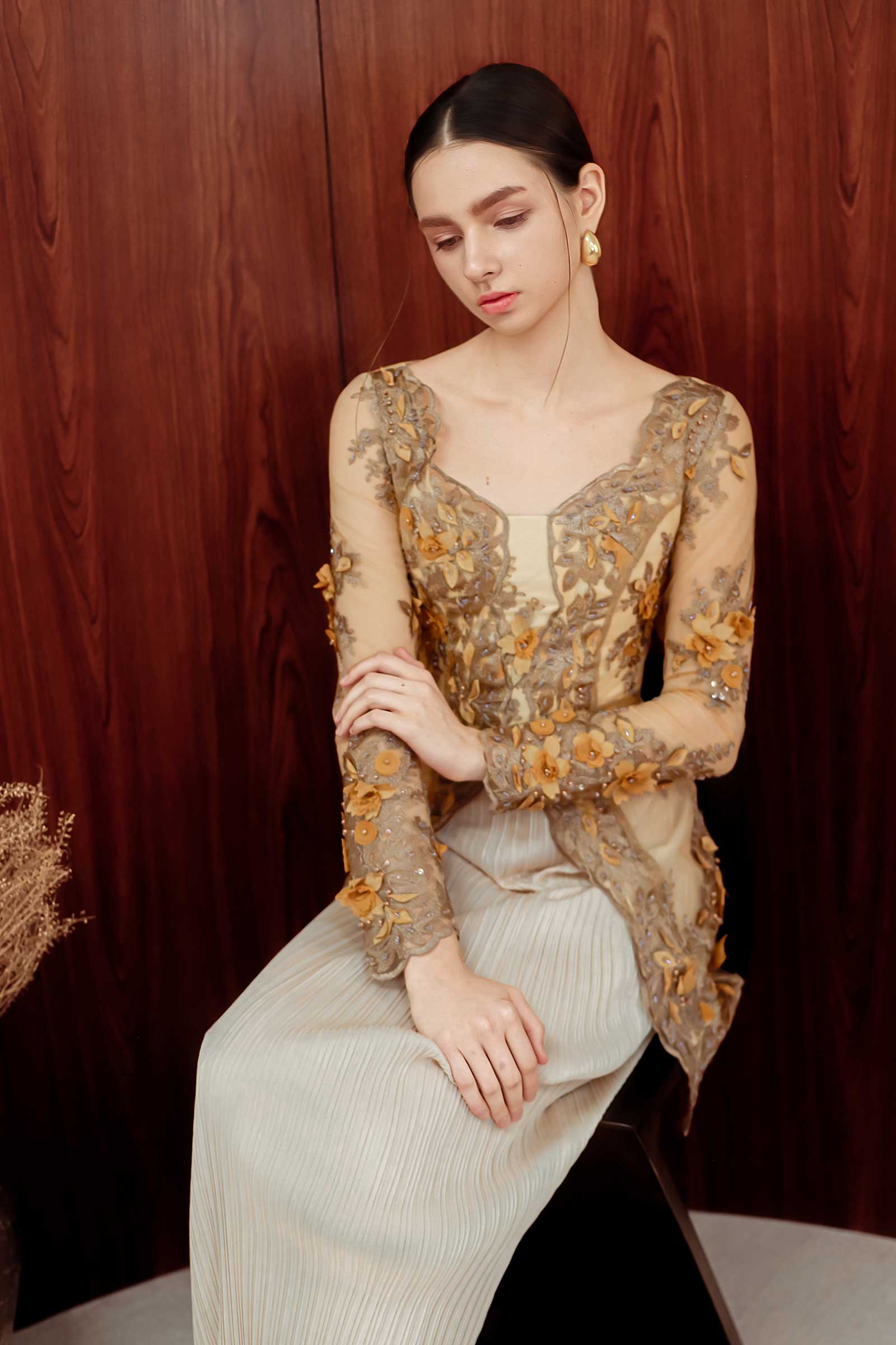 Aurielle Kebaya Top (Gold) - Image 10