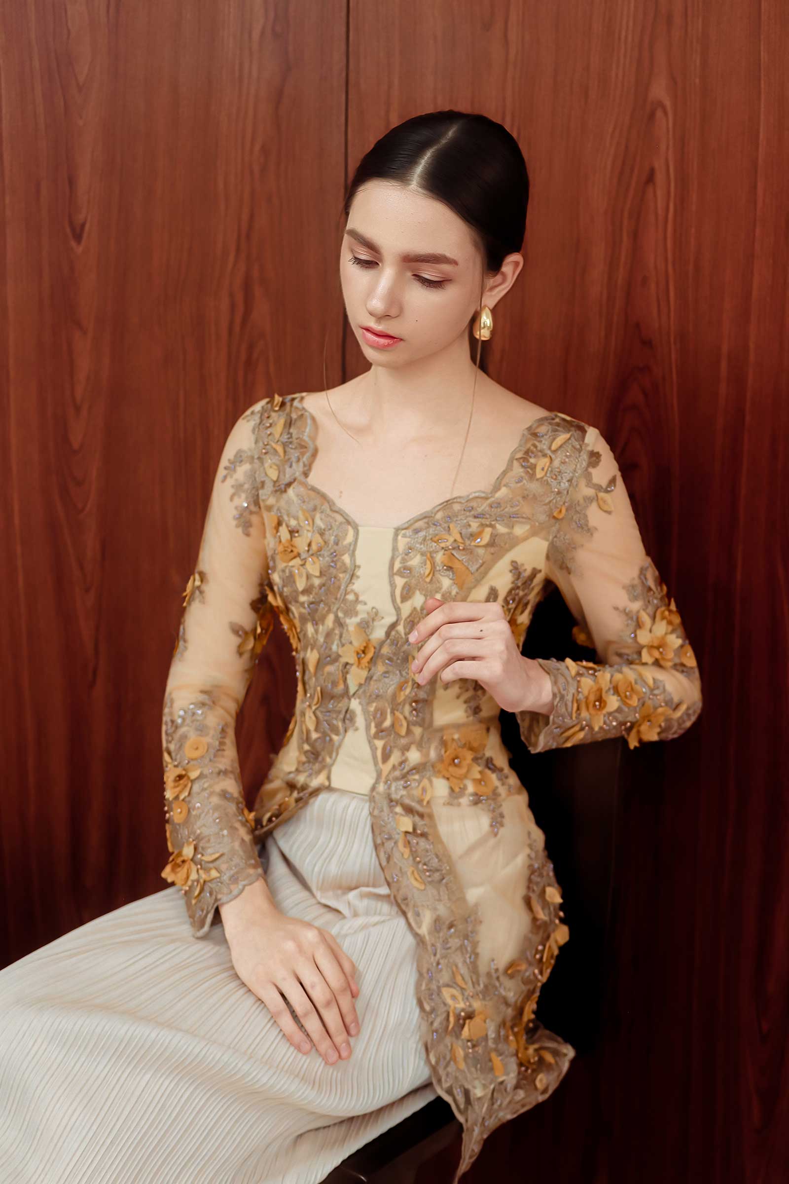 Aurielle Kebaya Top (Gold) - Image 6