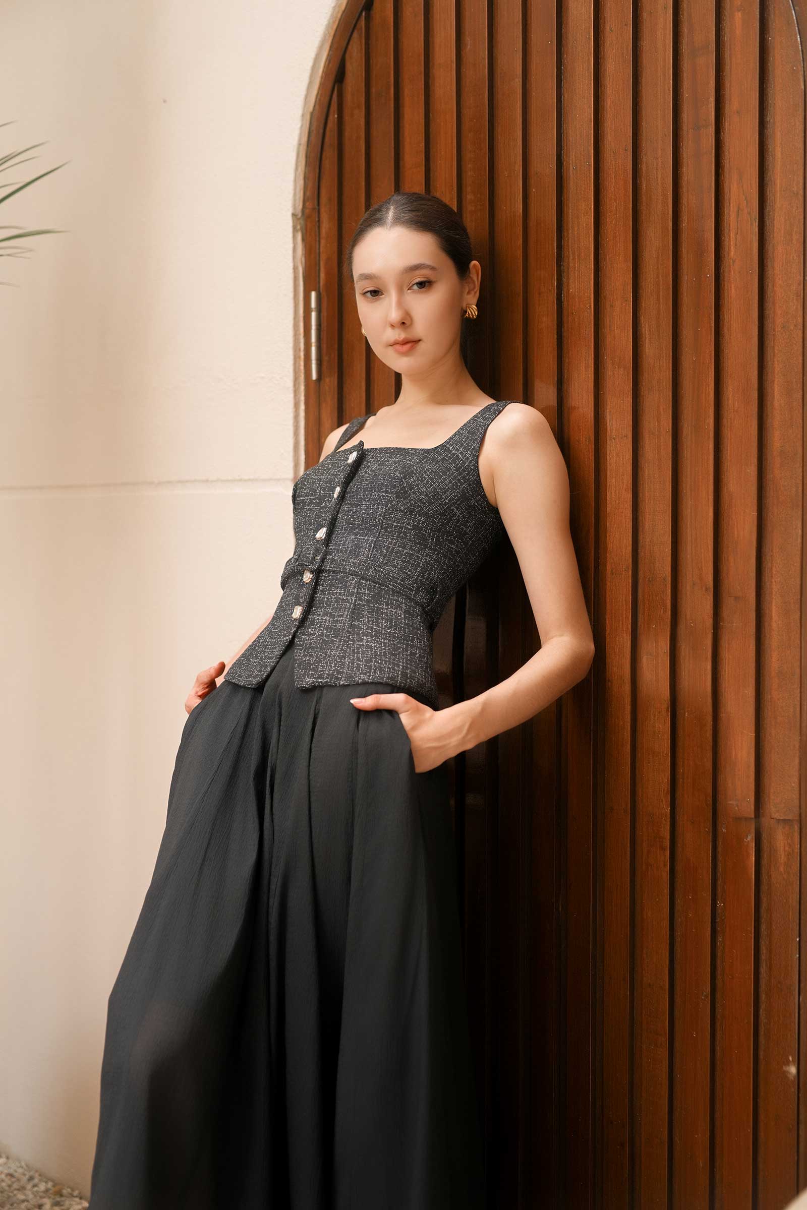 Duvere Tweed Top (Black) - Image 12