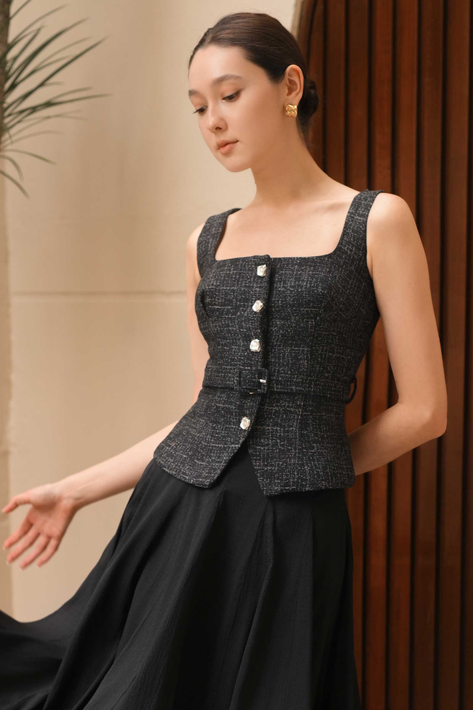 Duvere Tweed Top (Black) - Image 13