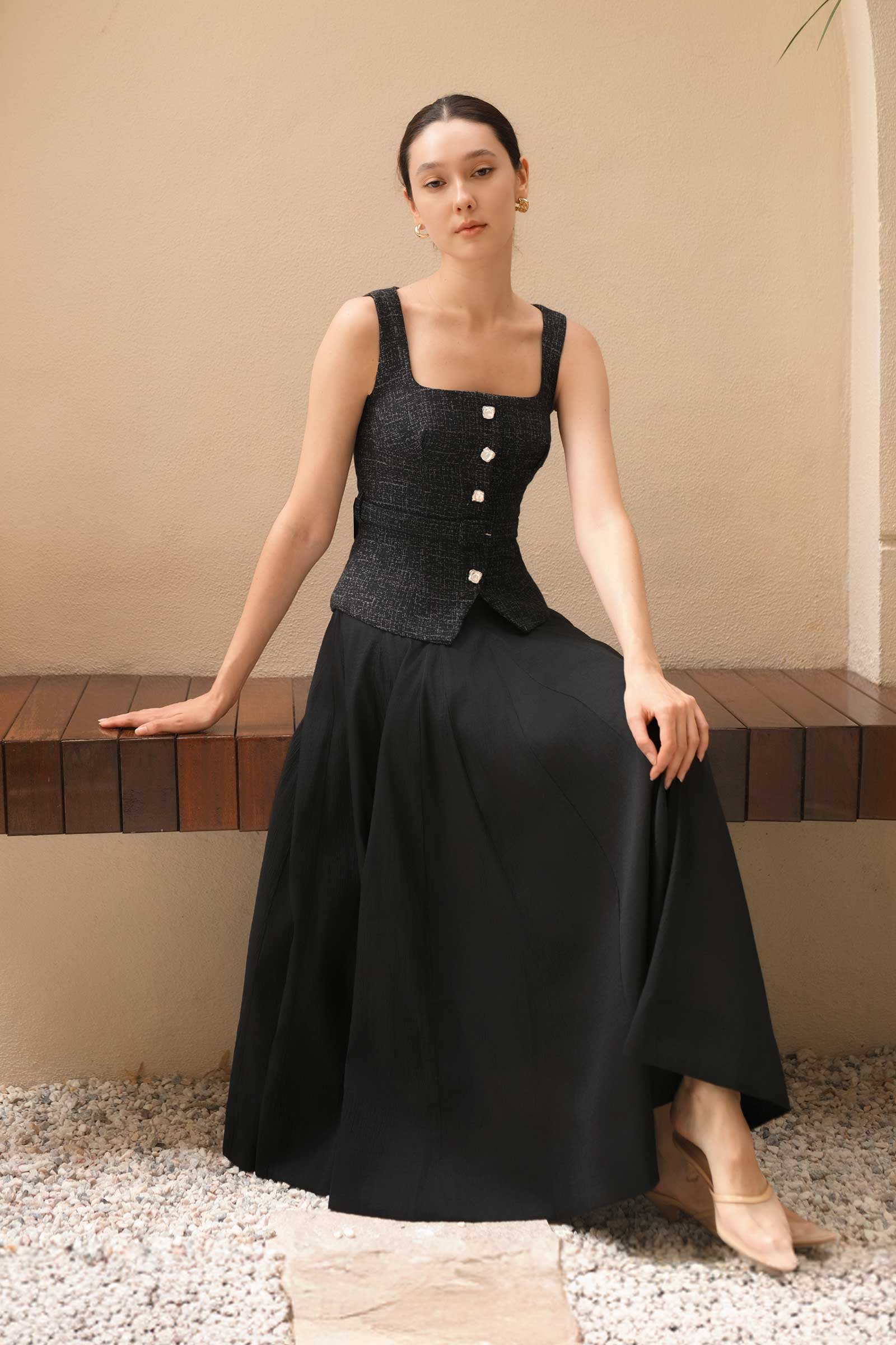 Duvere Tweed Top (Black) - Image 5