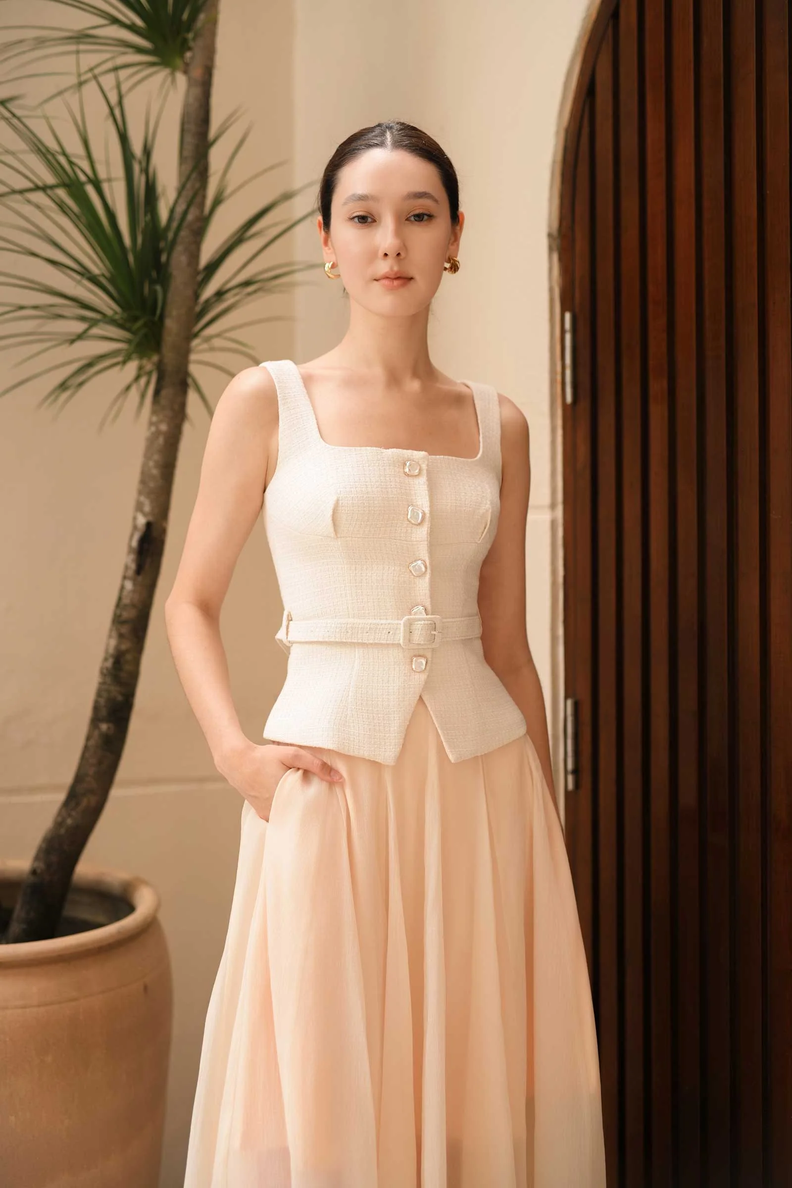 Duvere Tweed Top (Off White) - Image 11