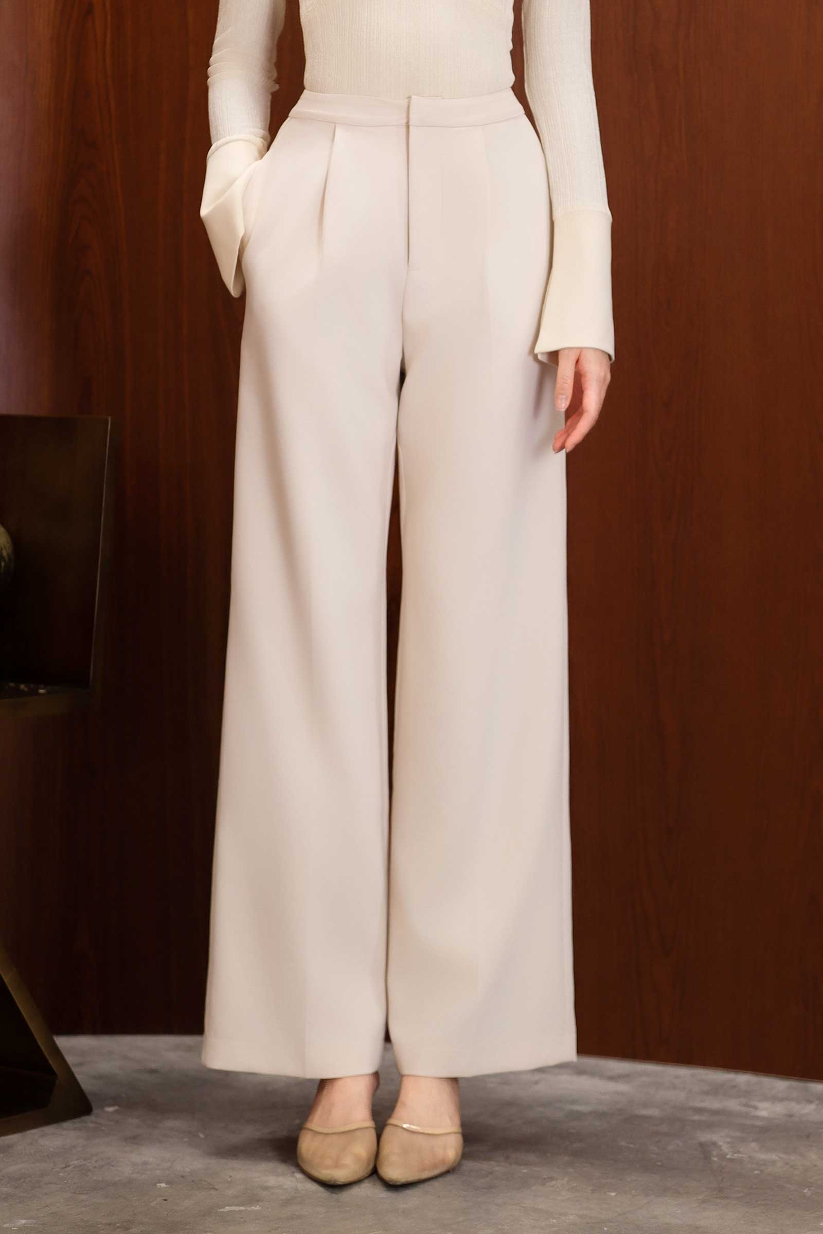 Poise Wide-Leg Trousers (Ivory) - Image 3