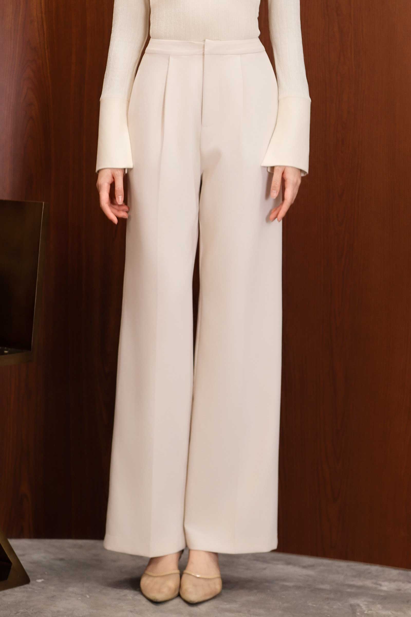 Poise Wide-Leg Trousers (Ivory) - Image 4