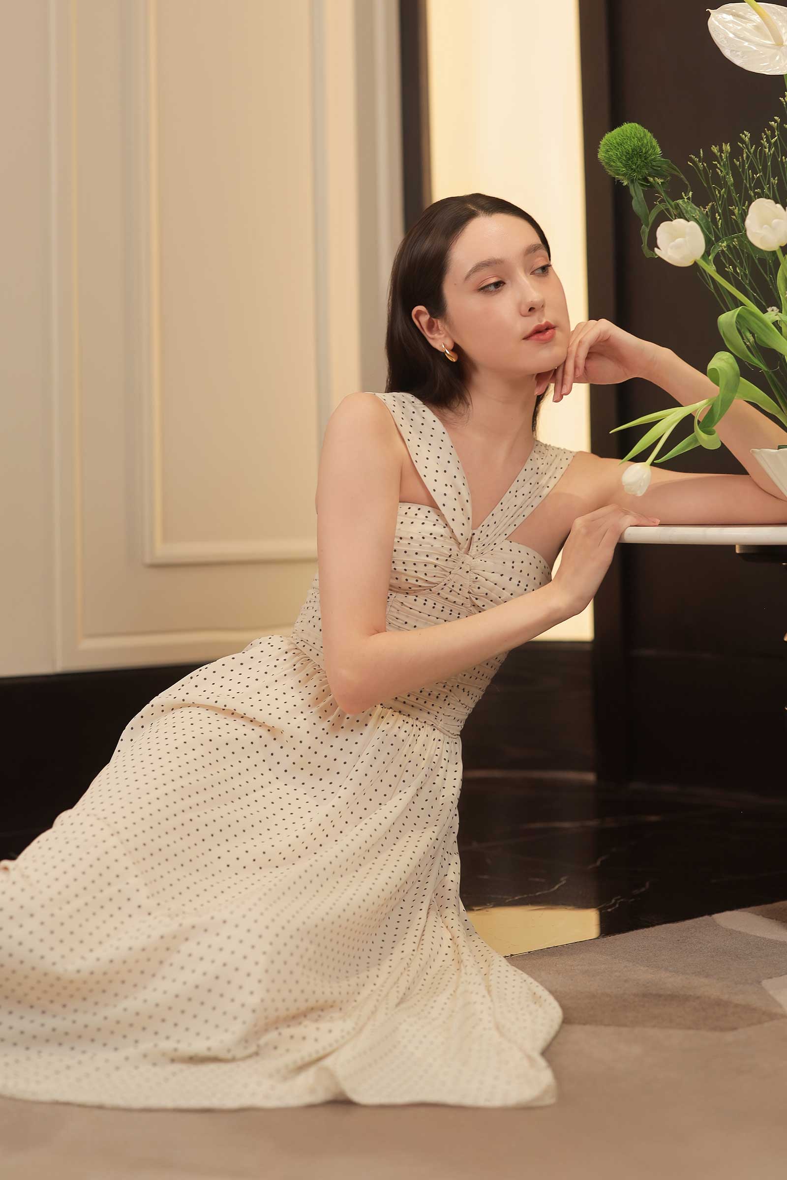 Darella Padded Dress (Cream) - Image 2