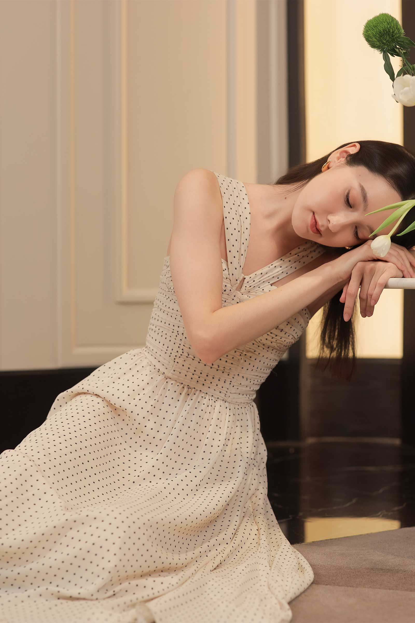 Darella Padded Dress (Cream) - Image 7