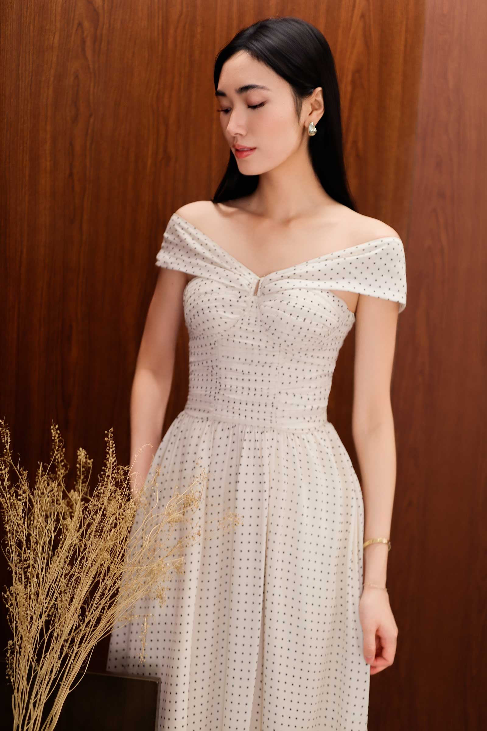 Darella Padded Dress (Cream) - Image 9
