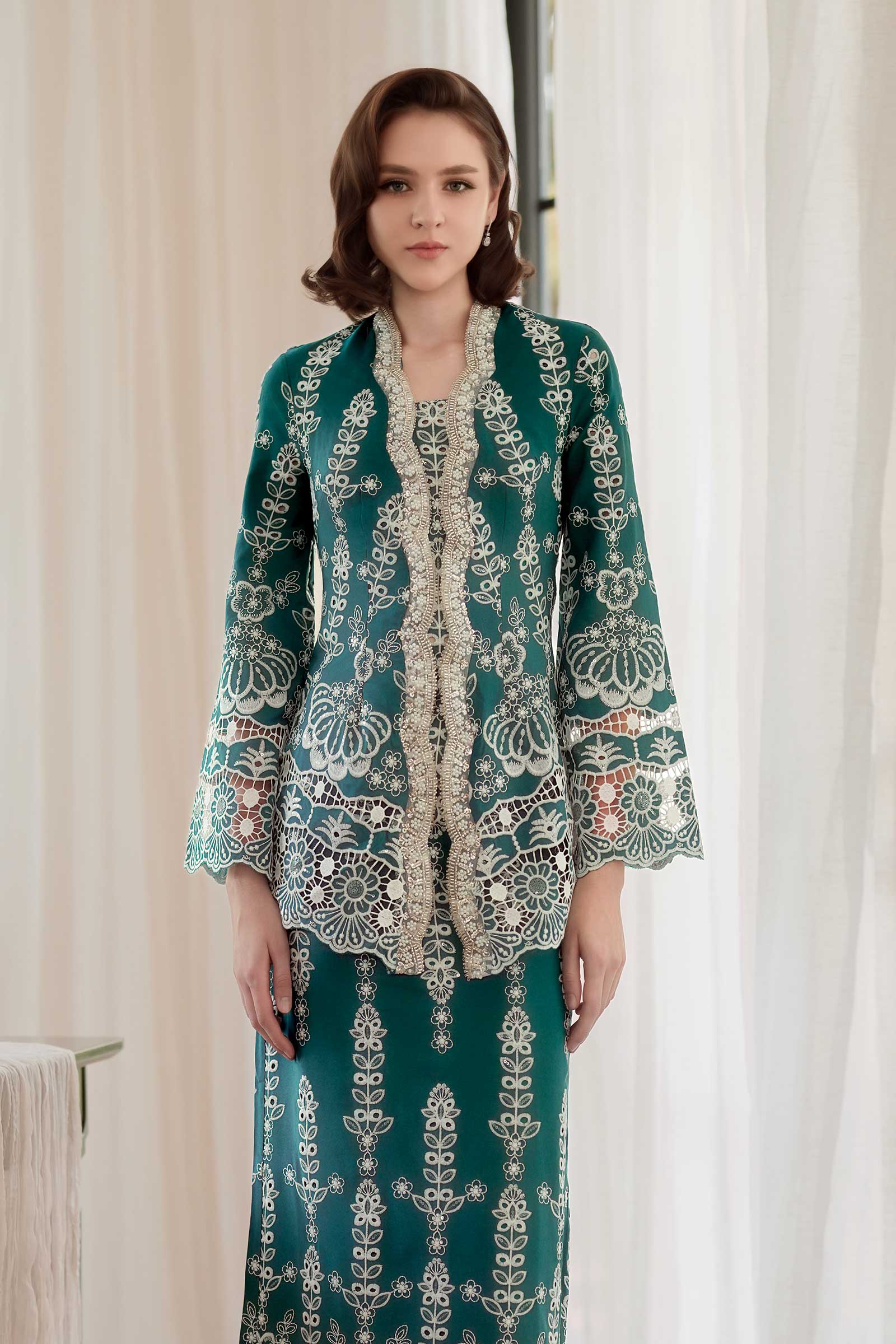Embun Kebaya Top (Teal) - Image 2