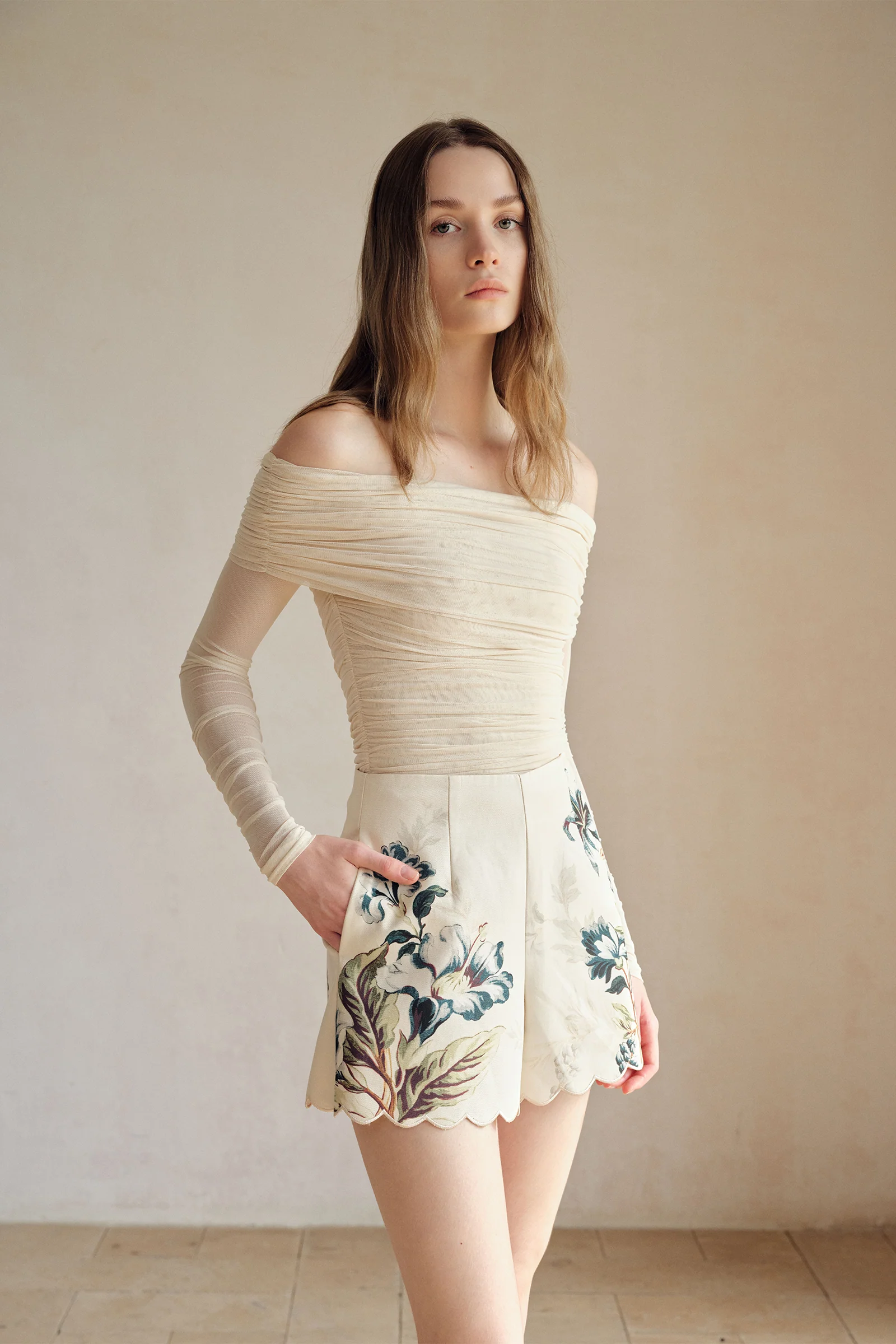 Deluna Printed Scallop Embroidery Shorts - Image 15