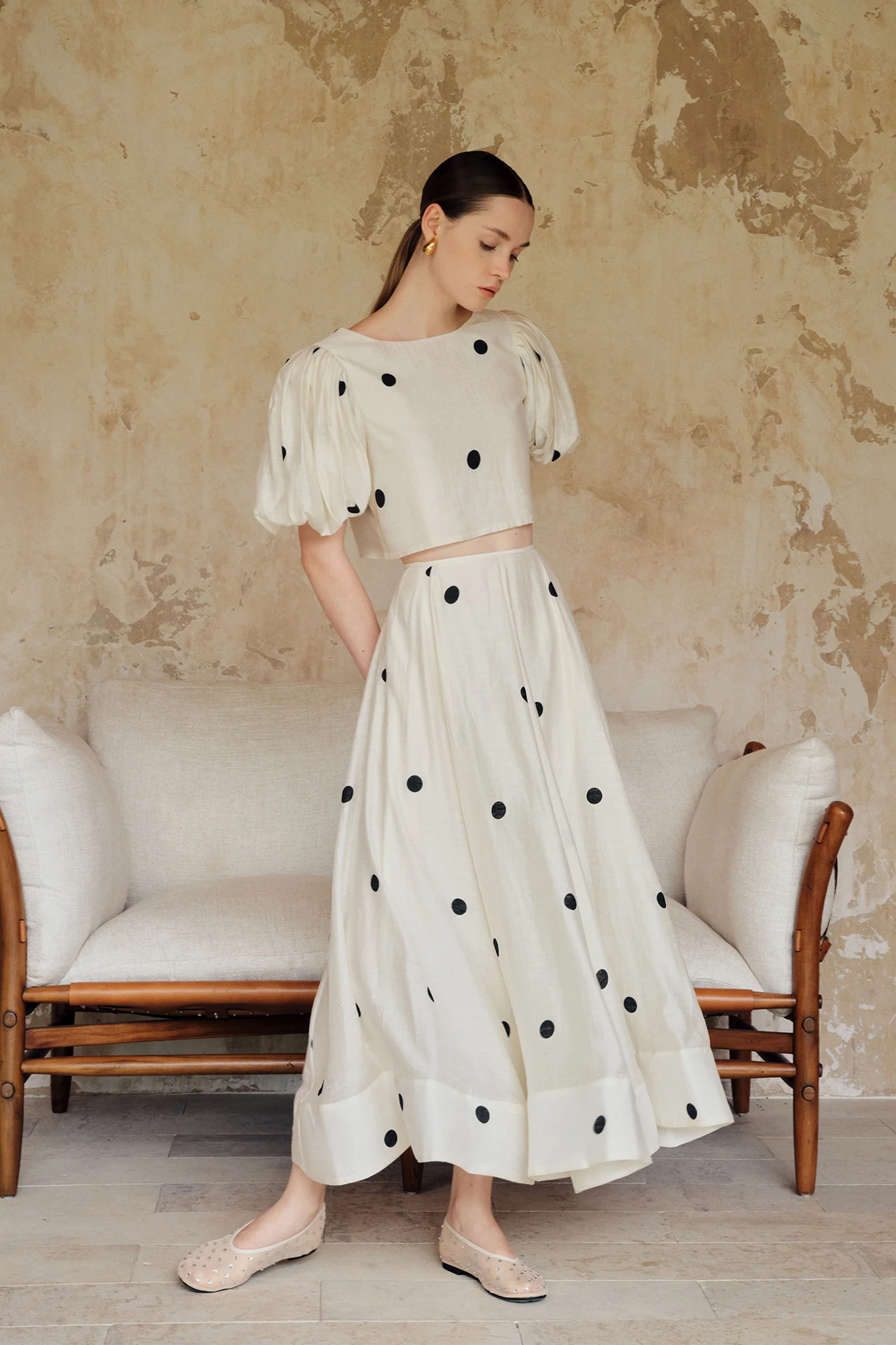 Gabi Polka Puff Sleeves Top - Image 4