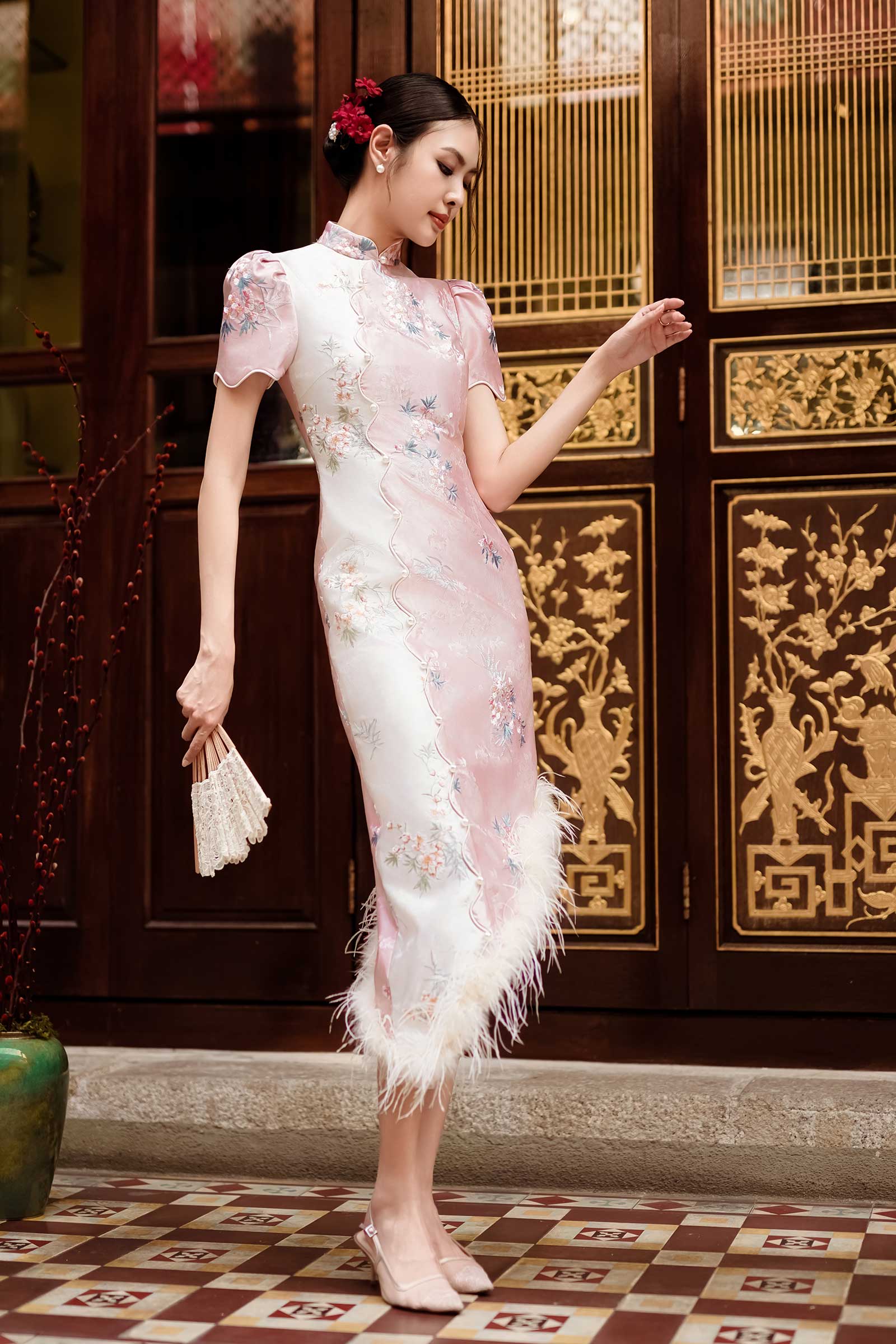 Aurielle Qipao (Pink) - Image 14