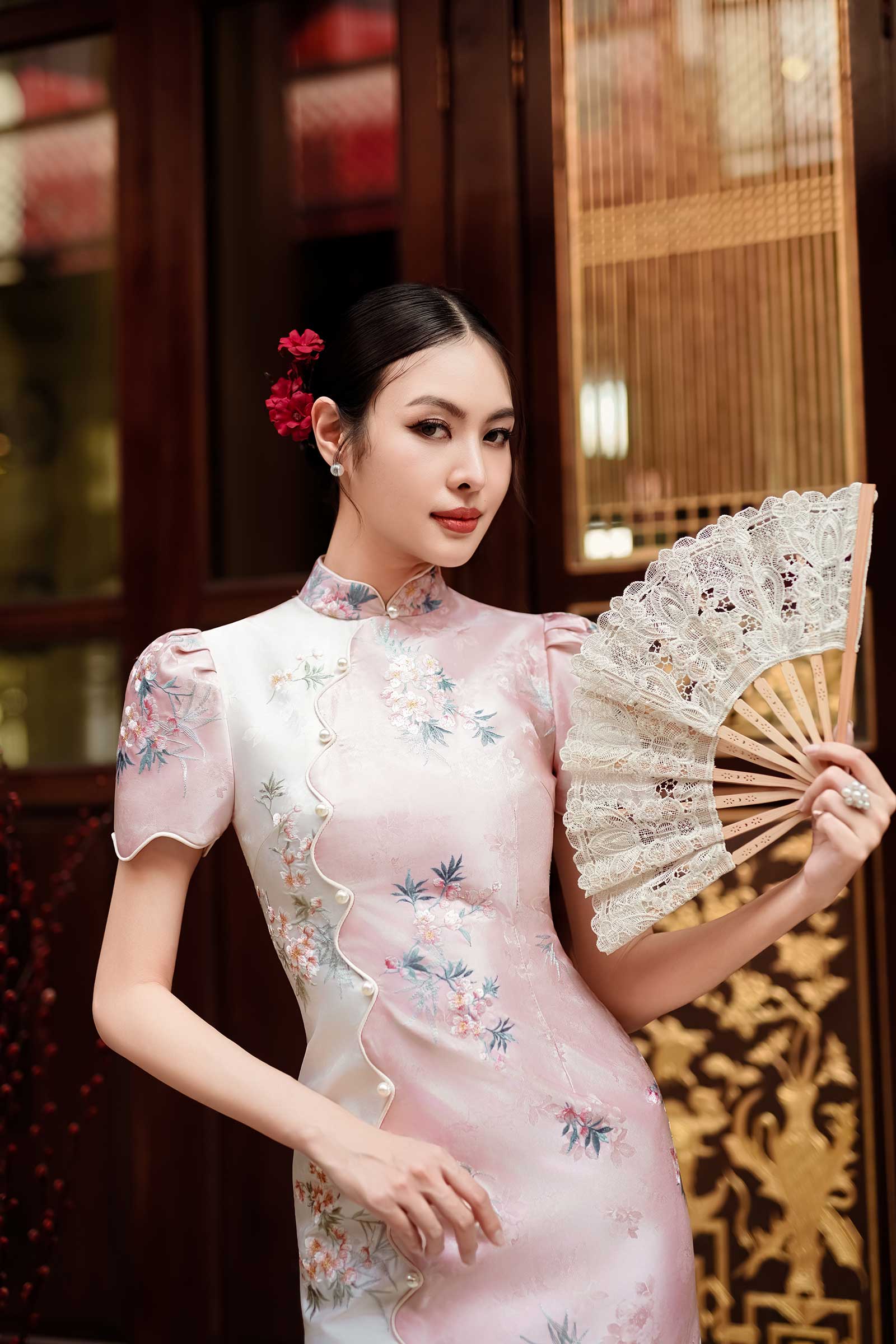 Aurielle Qipao (Pink) - Image 16