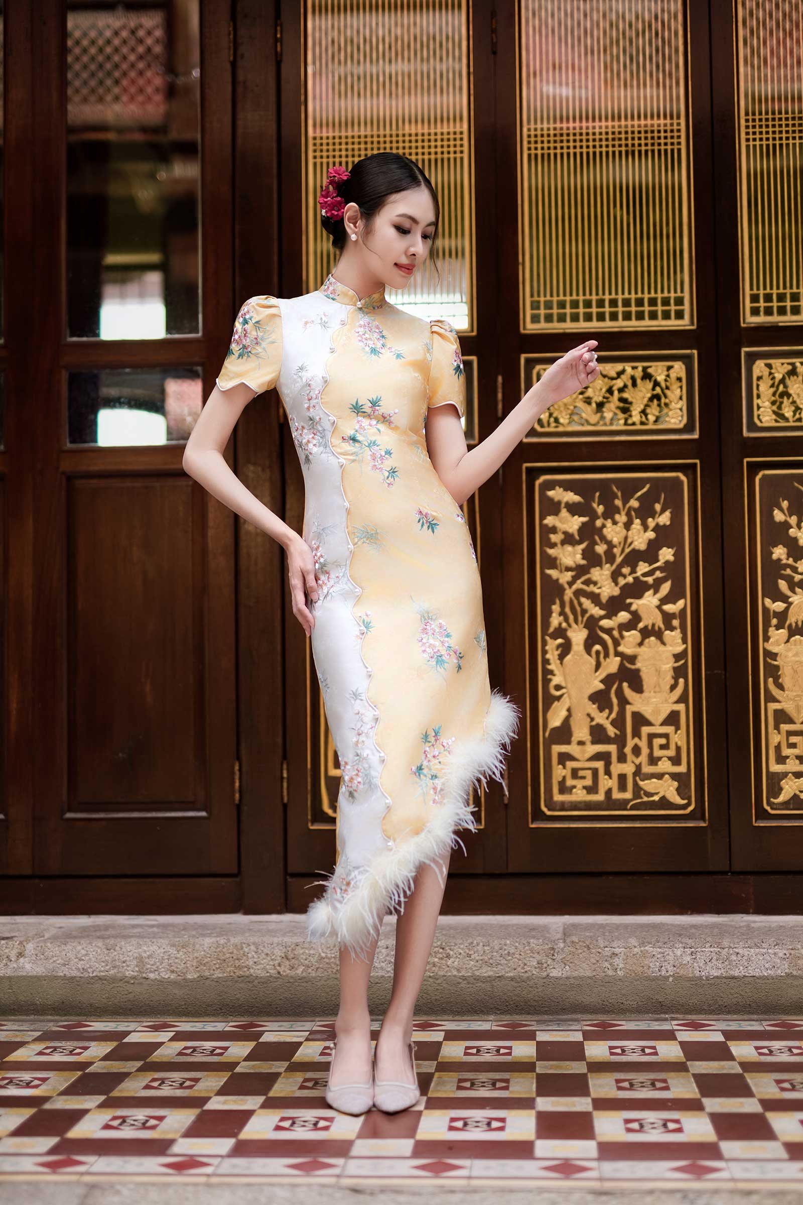 Aurielle Qipao (Gold Yellow) - Image 12