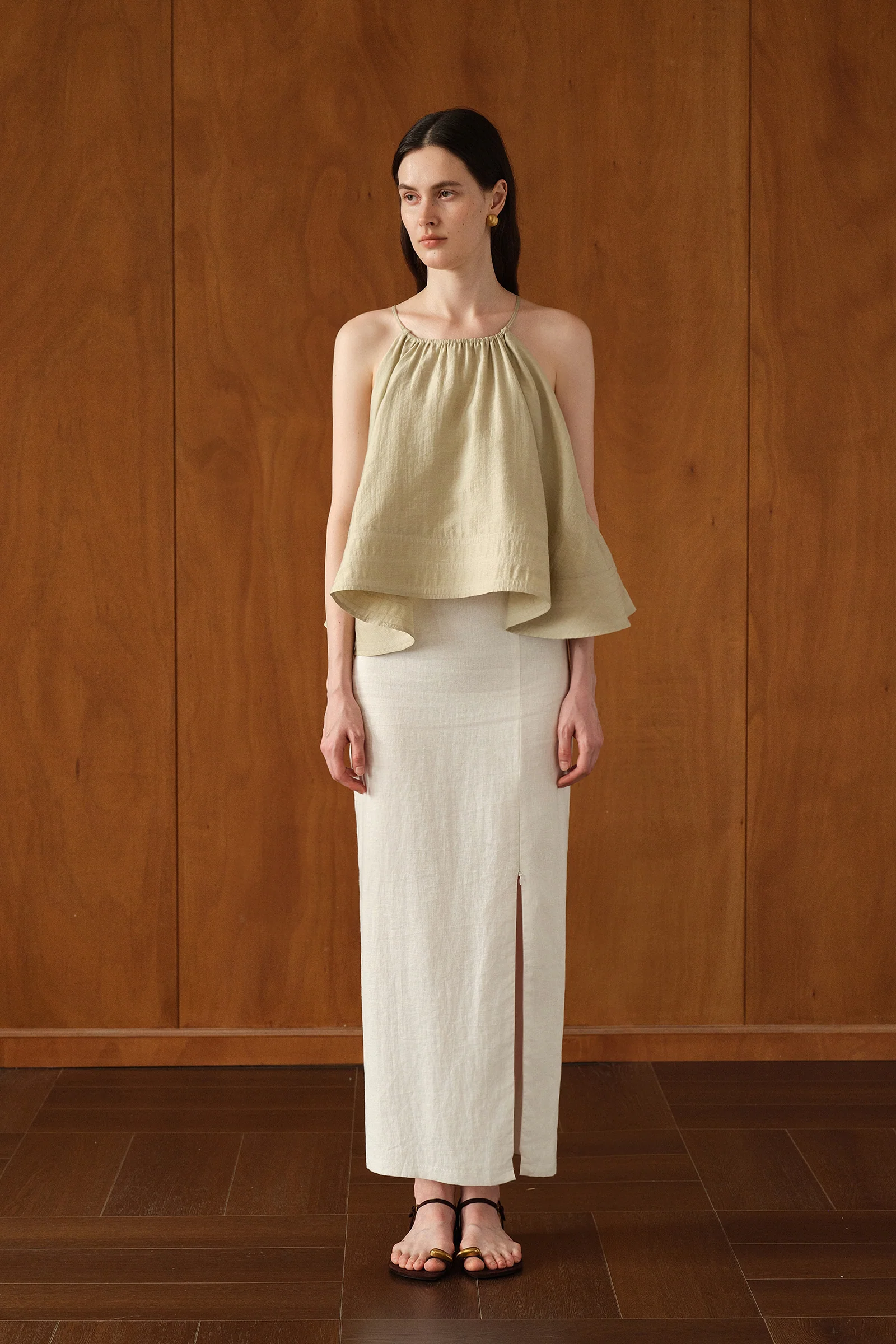 Mara Linen Midi Skirt (White Linen) - Image 18