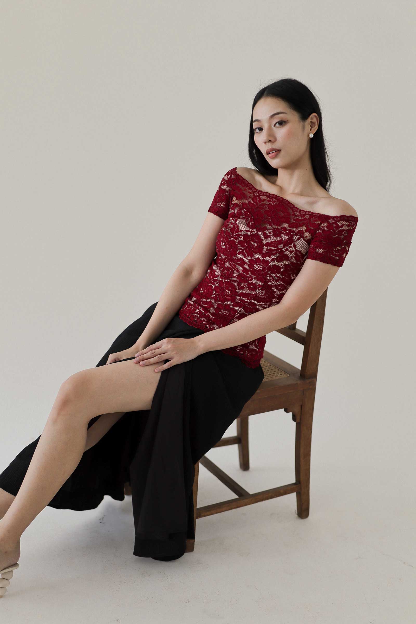 Dashlyrl Lace Top (Maroon) - Image 2