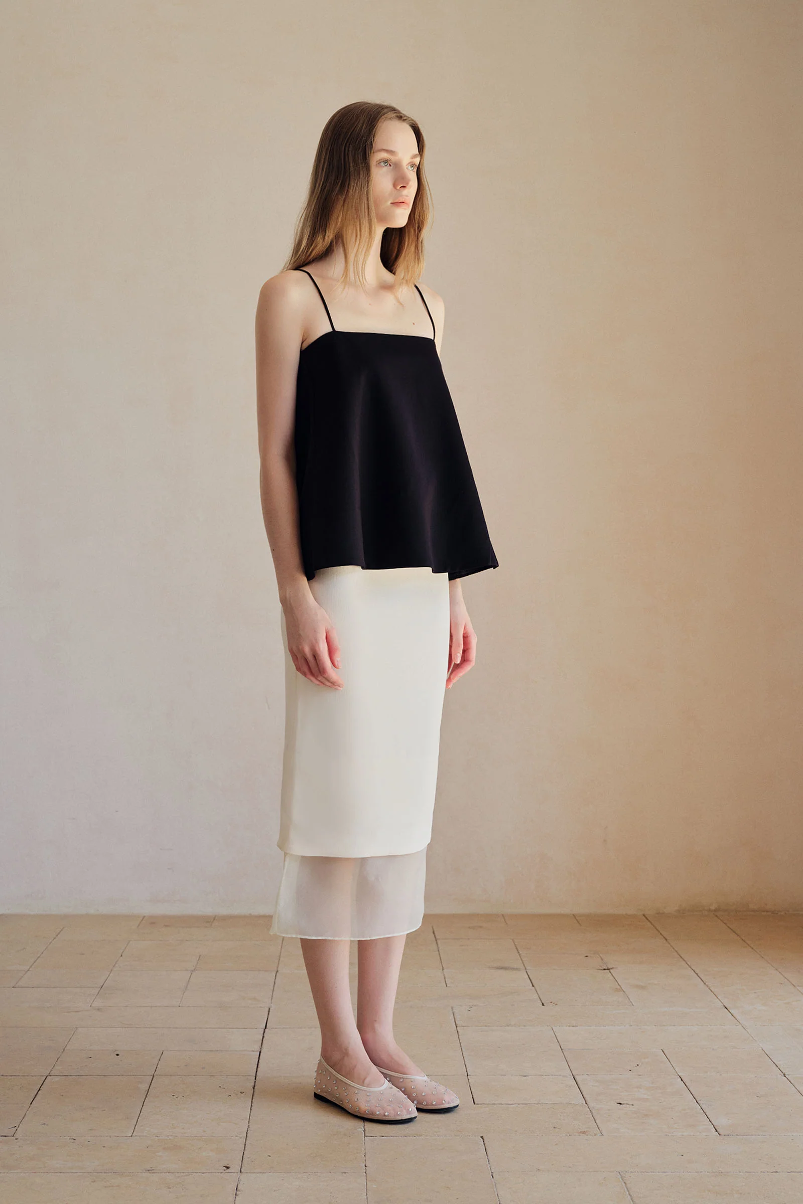 Allegra Organza Hemline Midi Skirt (Ice White) - Image 10