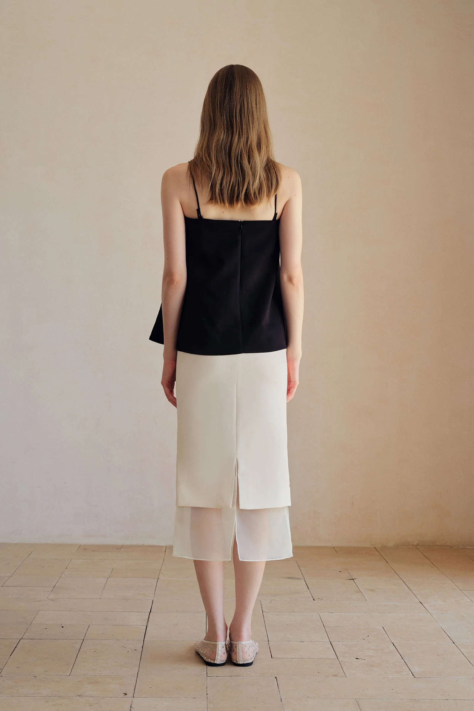 Allegra Organza Hemline Midi Skirt (Ice White) - Image 11
