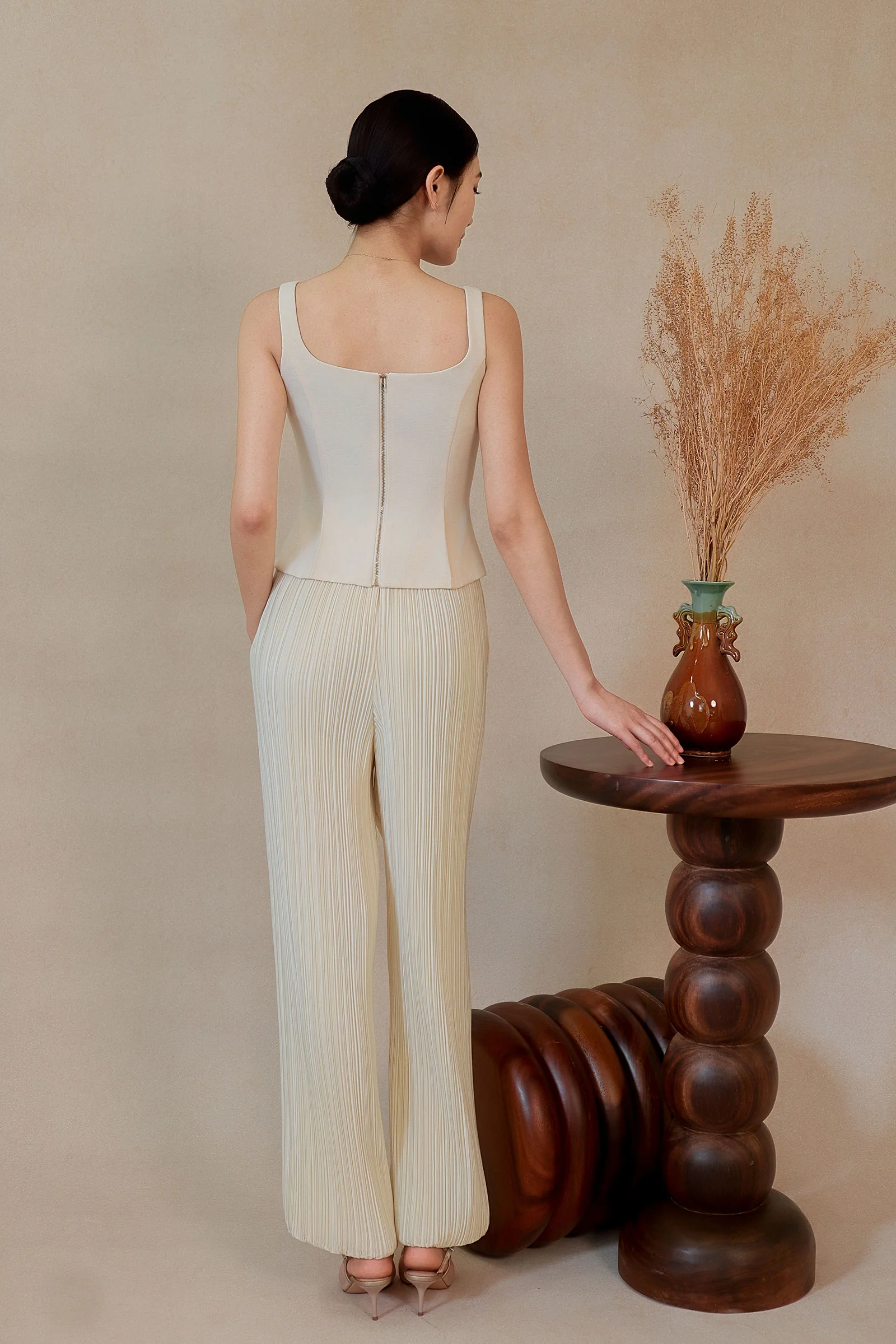 Diunere Ribbon Vest Top (Cream) - Image 4
