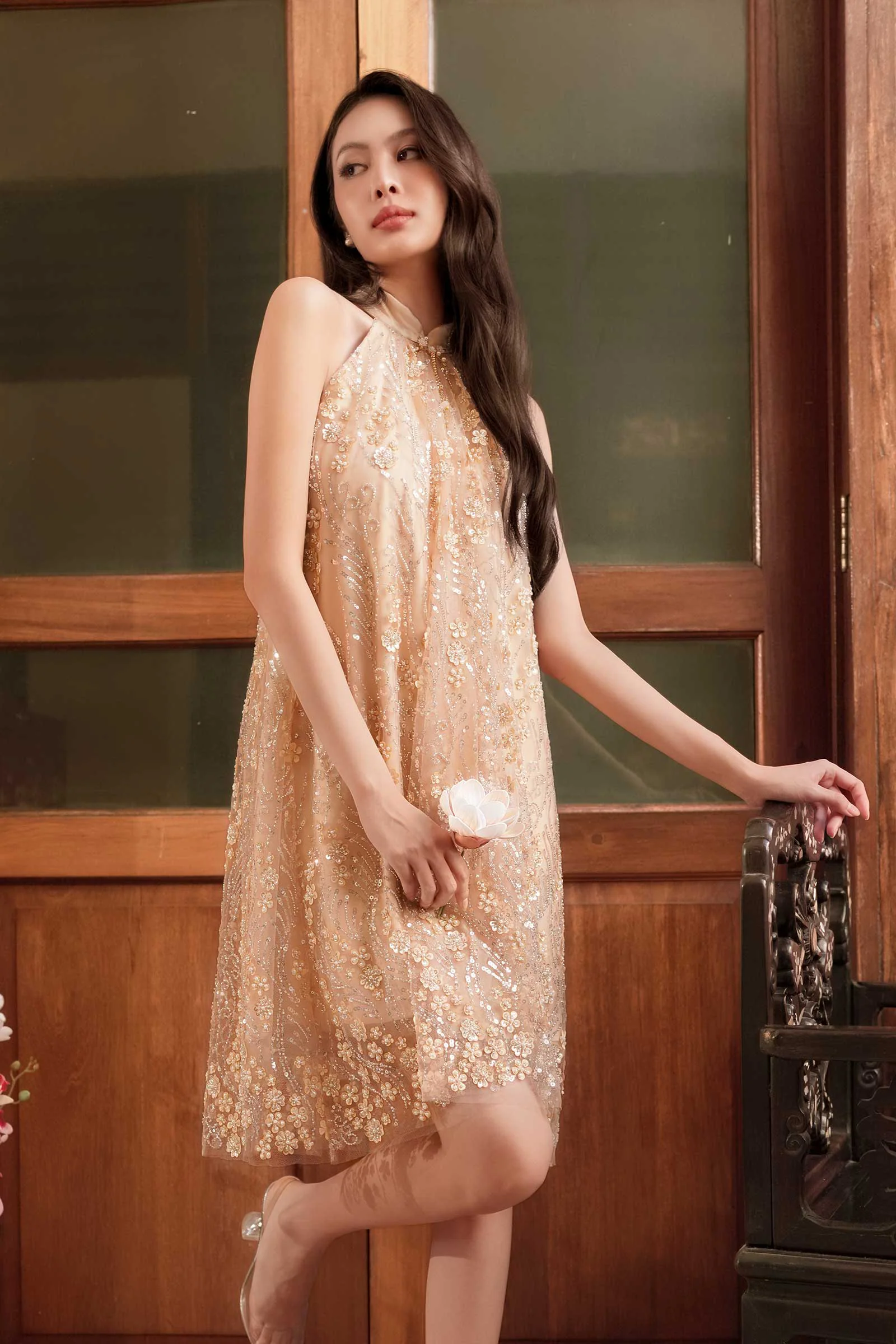 Soleine Bloom Qipao (Champagne Gold) - Image 10
