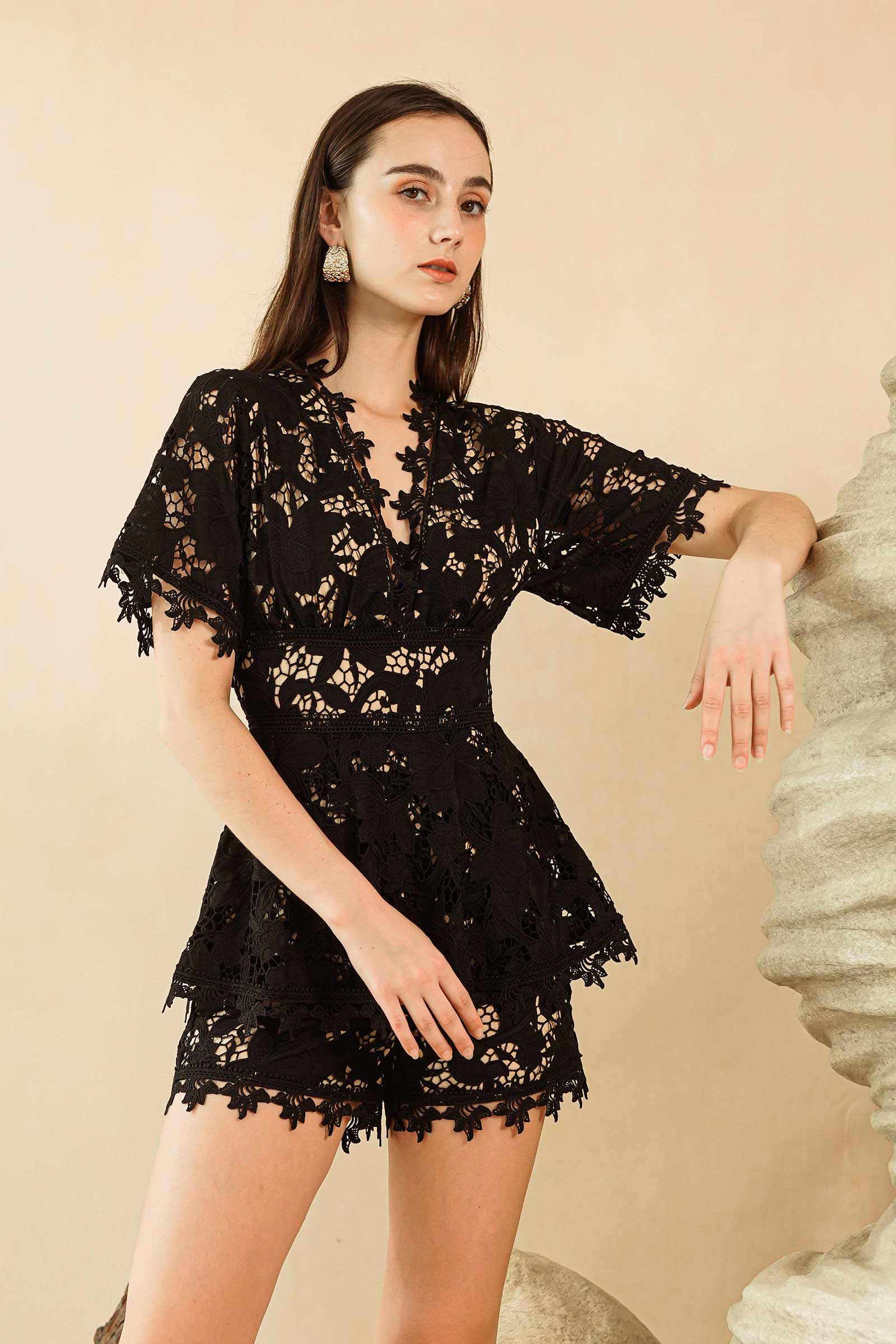 Damiev Lace Romper (Black) - Image 10