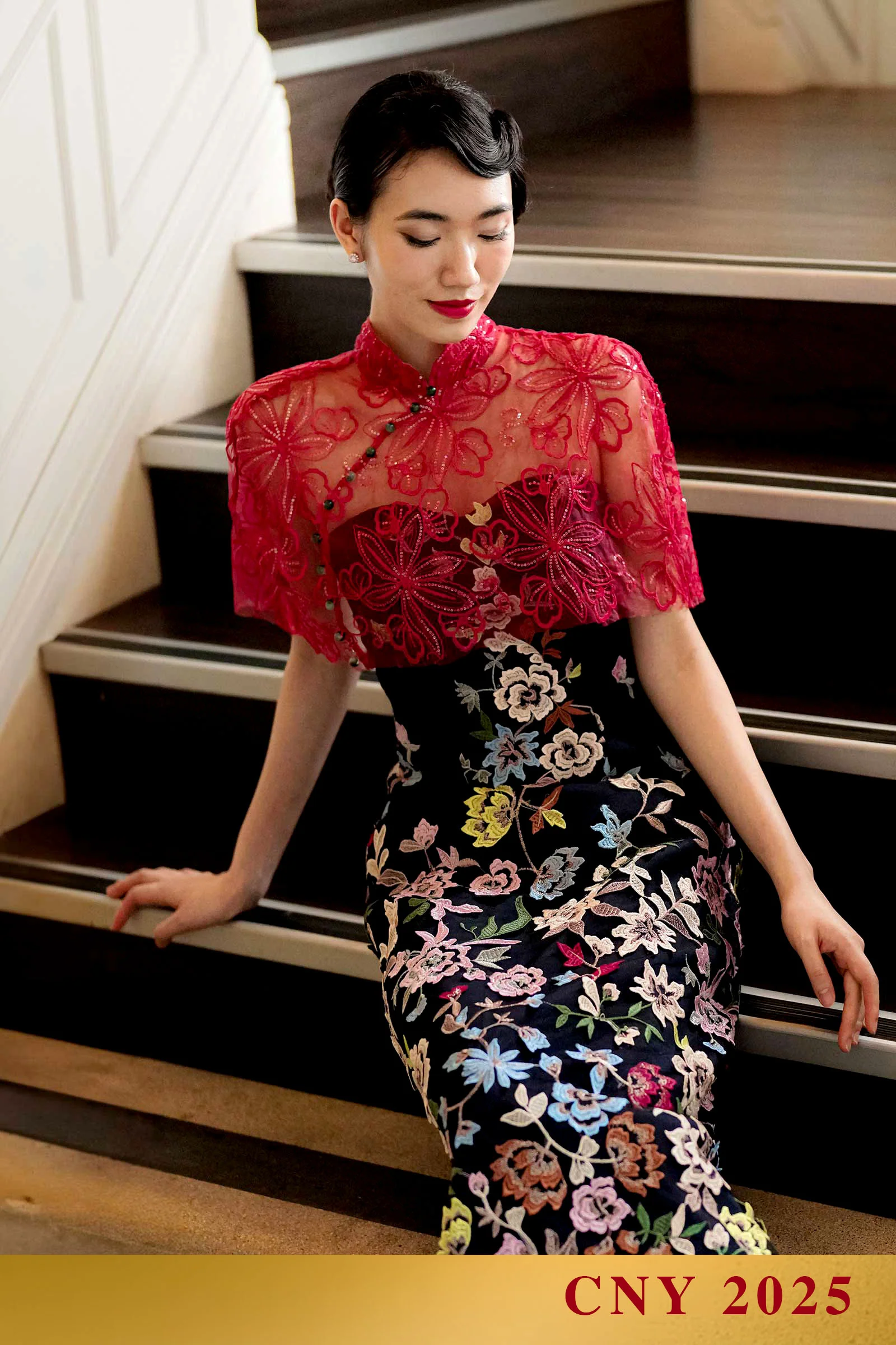 Xue Qin Qipao Set (Navy)