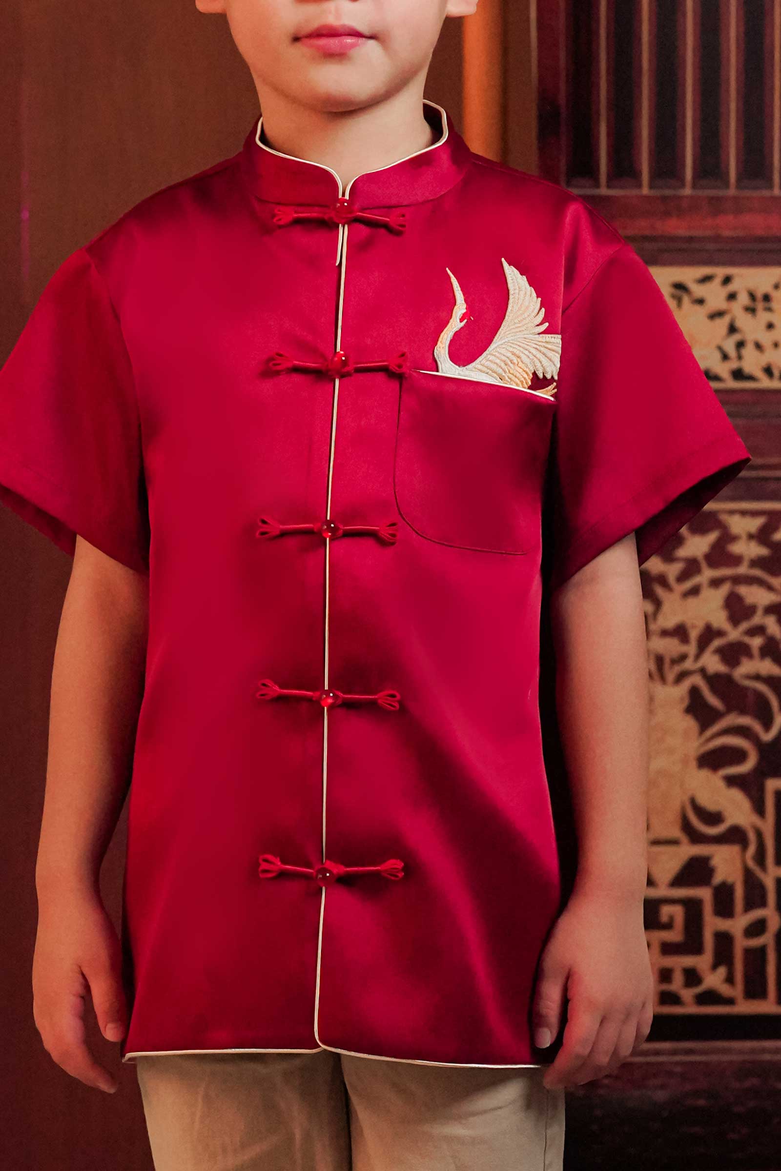 Yichen Men Shirt (Maroon) - Image 5