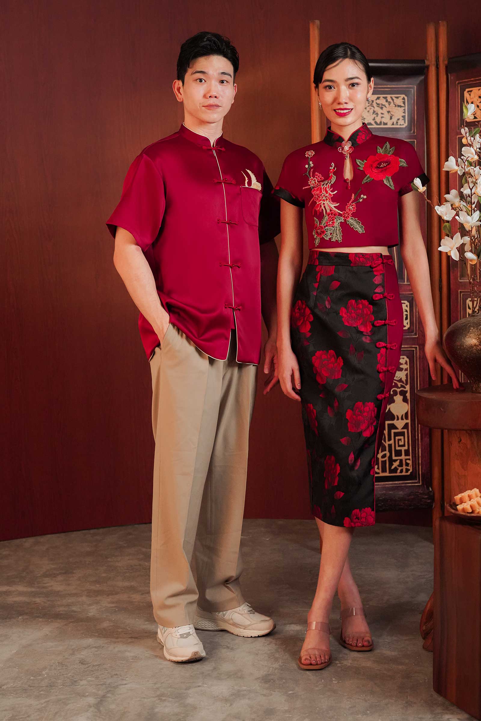 Ai Qipao Set (Maroon) - Image 5