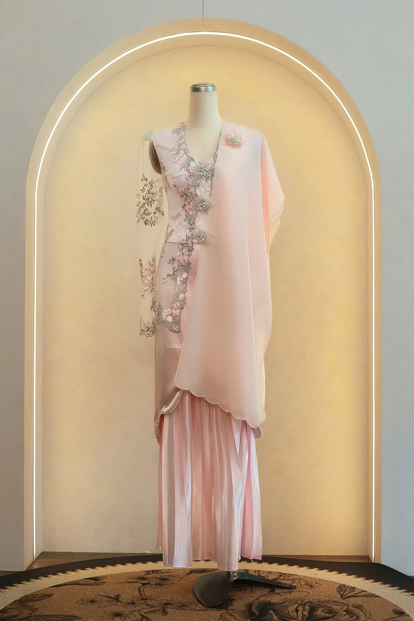 Enchanting Shawls with Brooch (Pink) (Non Returnable) - Image 11