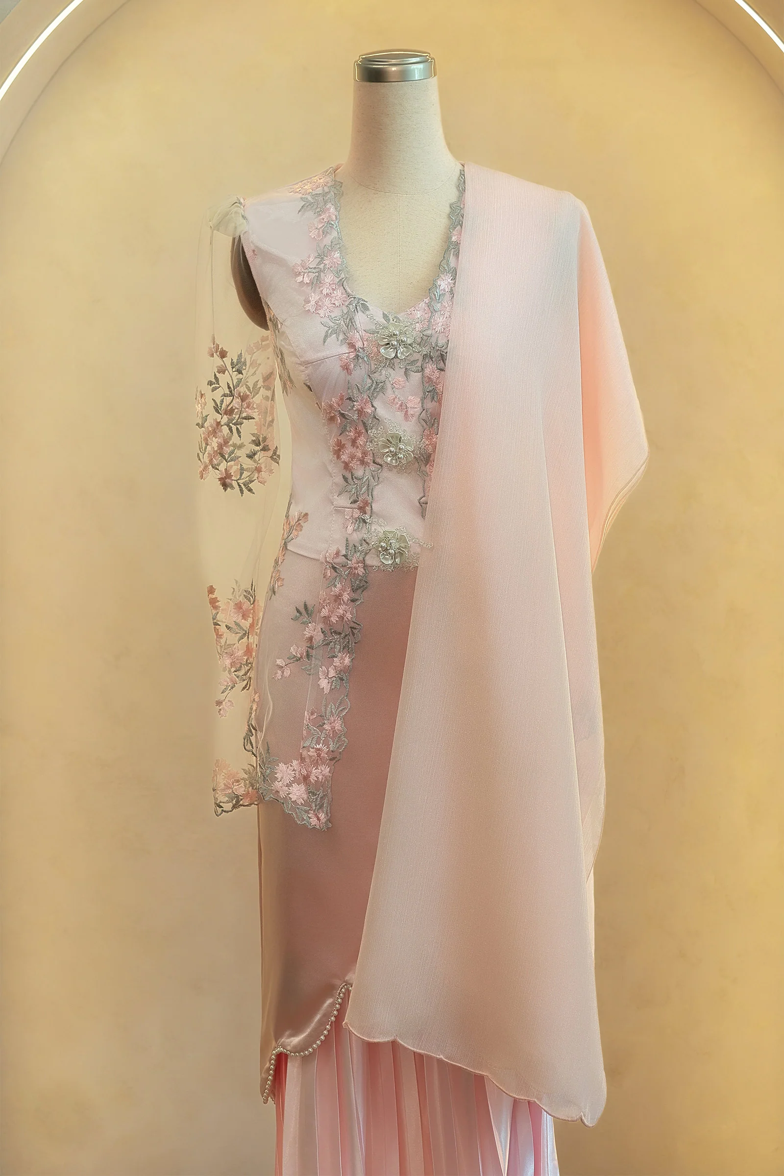 Enchanting Shawls with Brooch (Pink) (Non Returnable) - Image 13