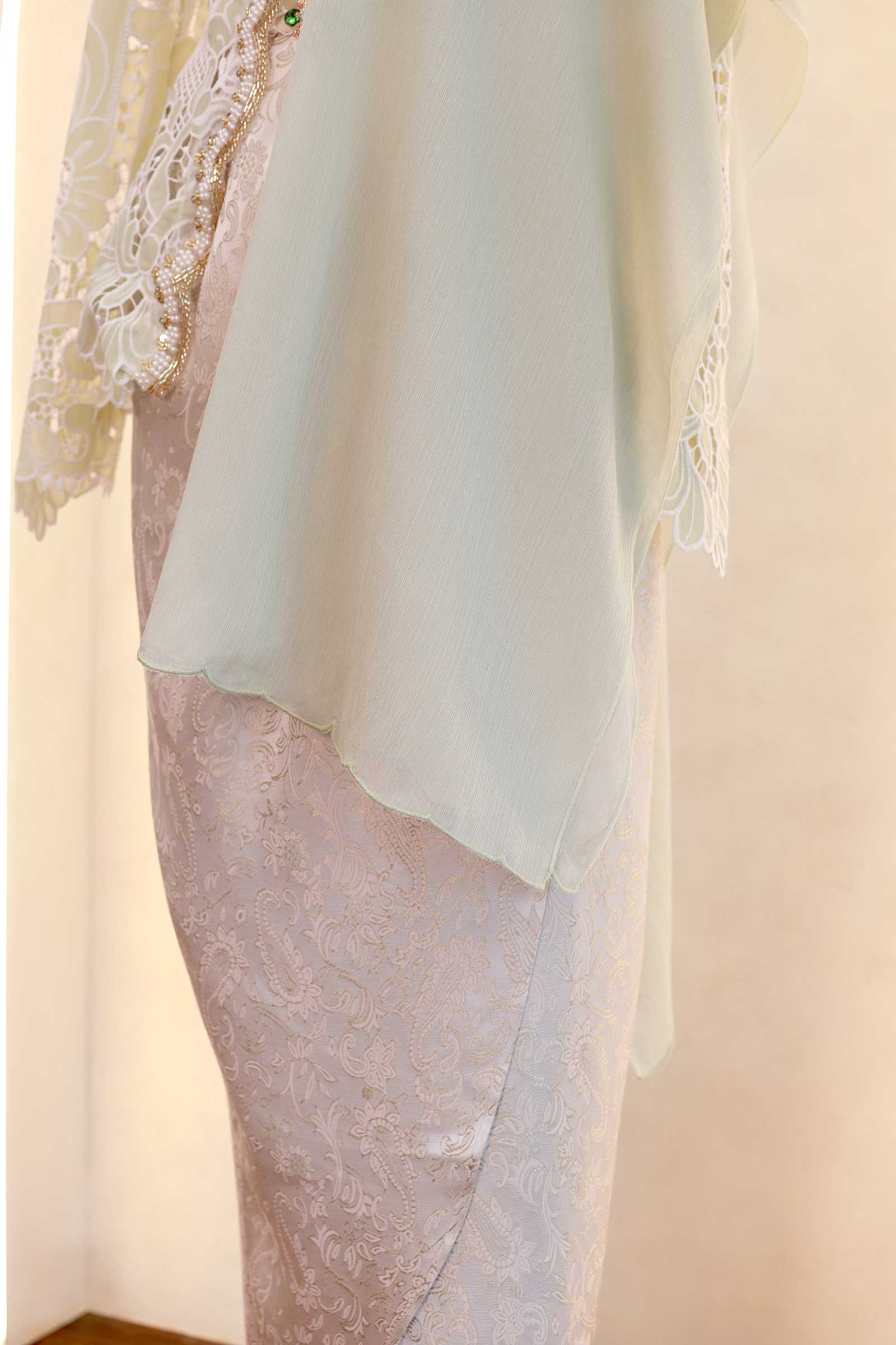Enchanting Shawls with Brooch (Sage) (Non Returnable) - Image 5