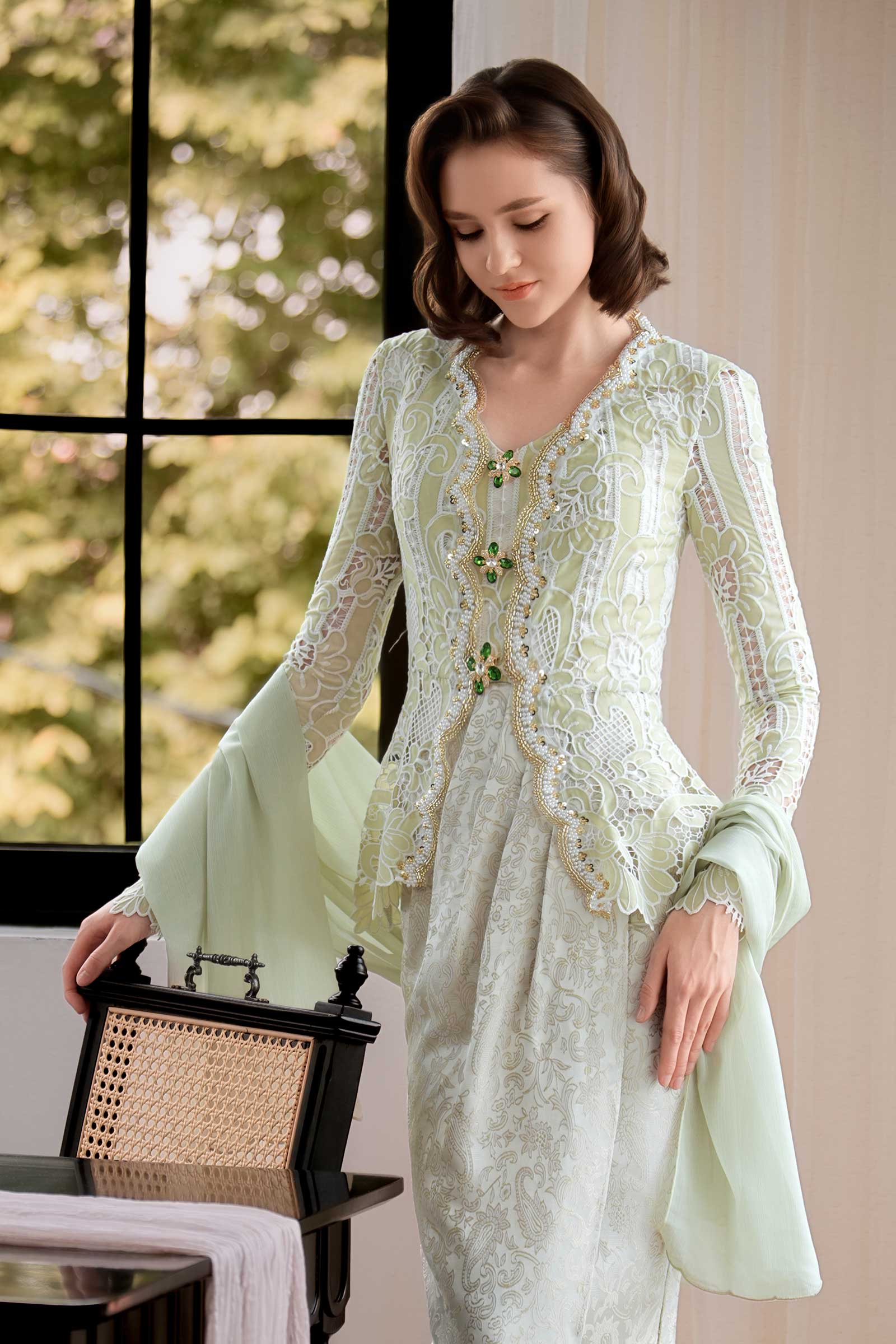 Seroja Kebaya Top (Sage) - Image 10