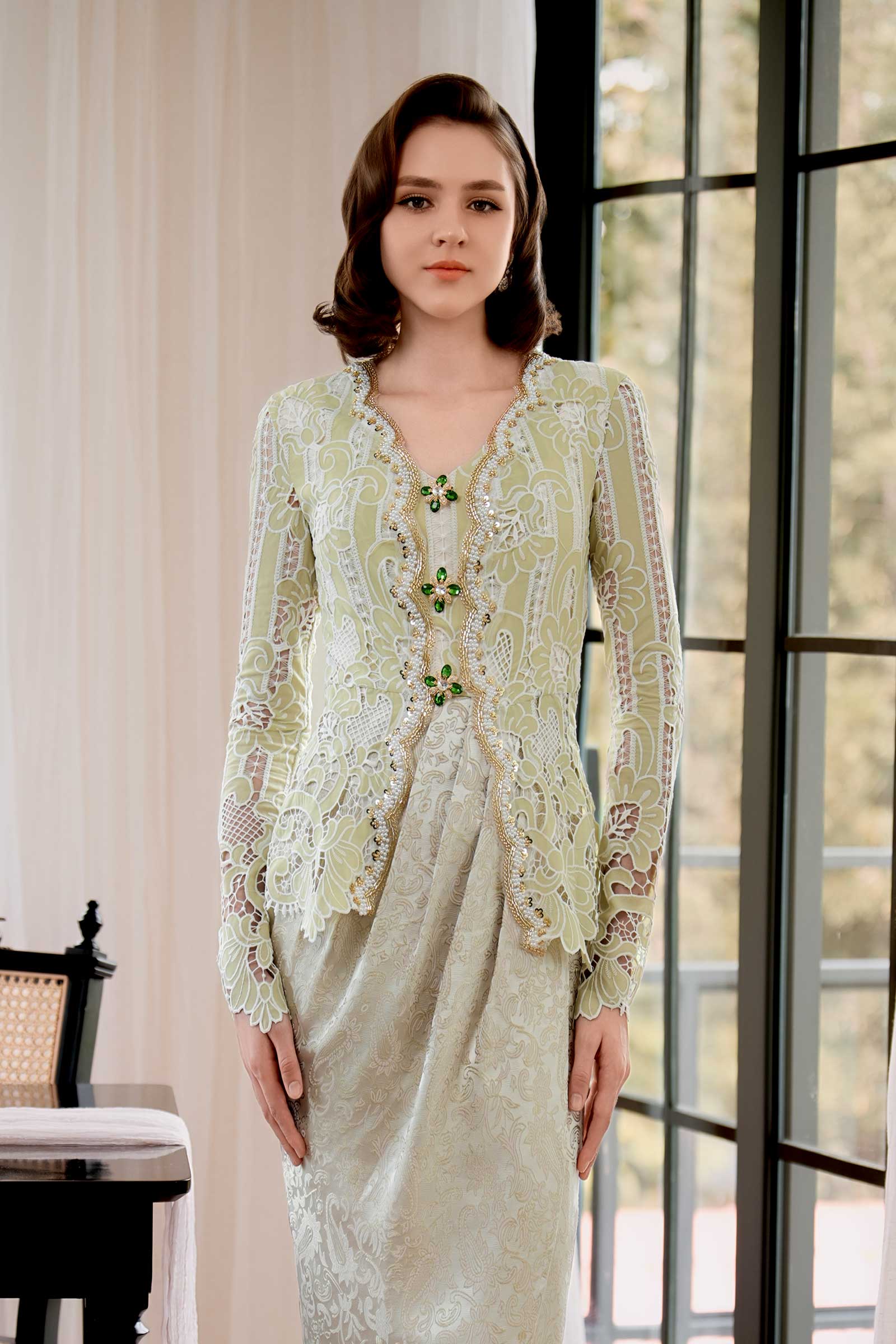 Seroja Kebaya Top (Sage) - Image 2