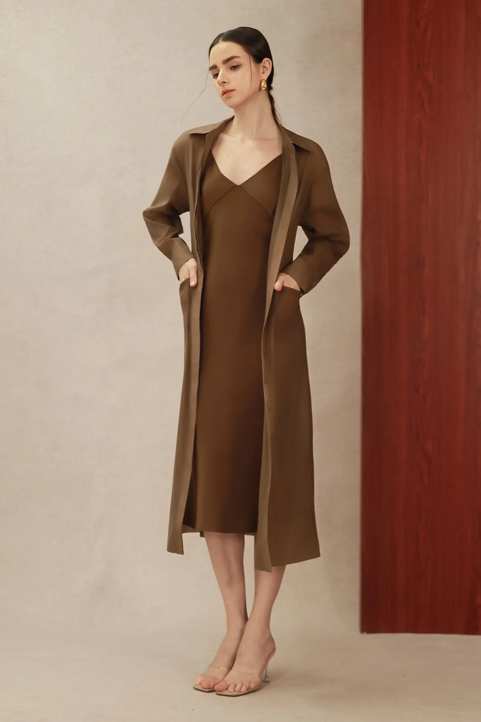 Seren Silk Shirtdress (Mocha) - Image 10