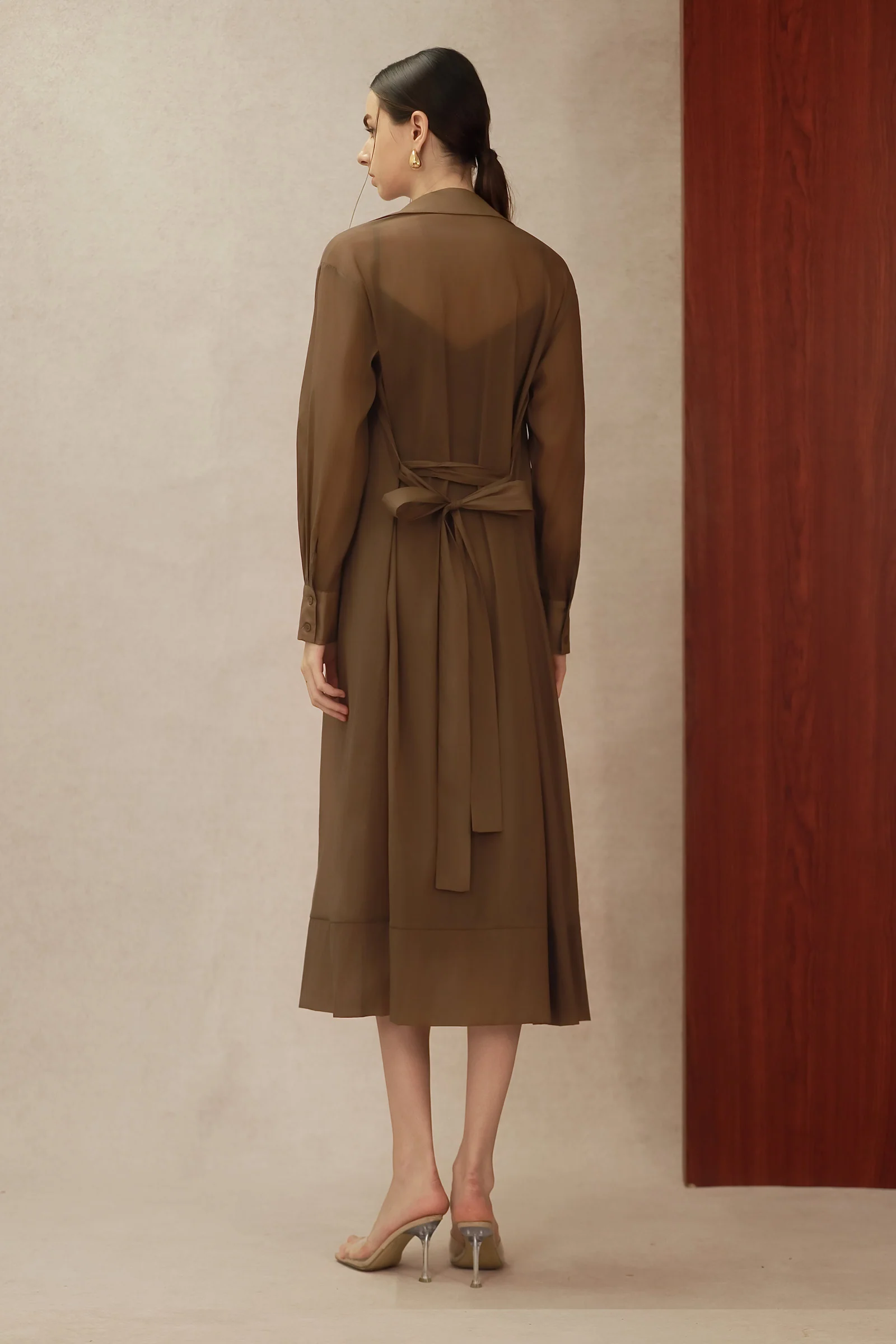 Seren Silk Shirtdress (Mocha) - Image 4
